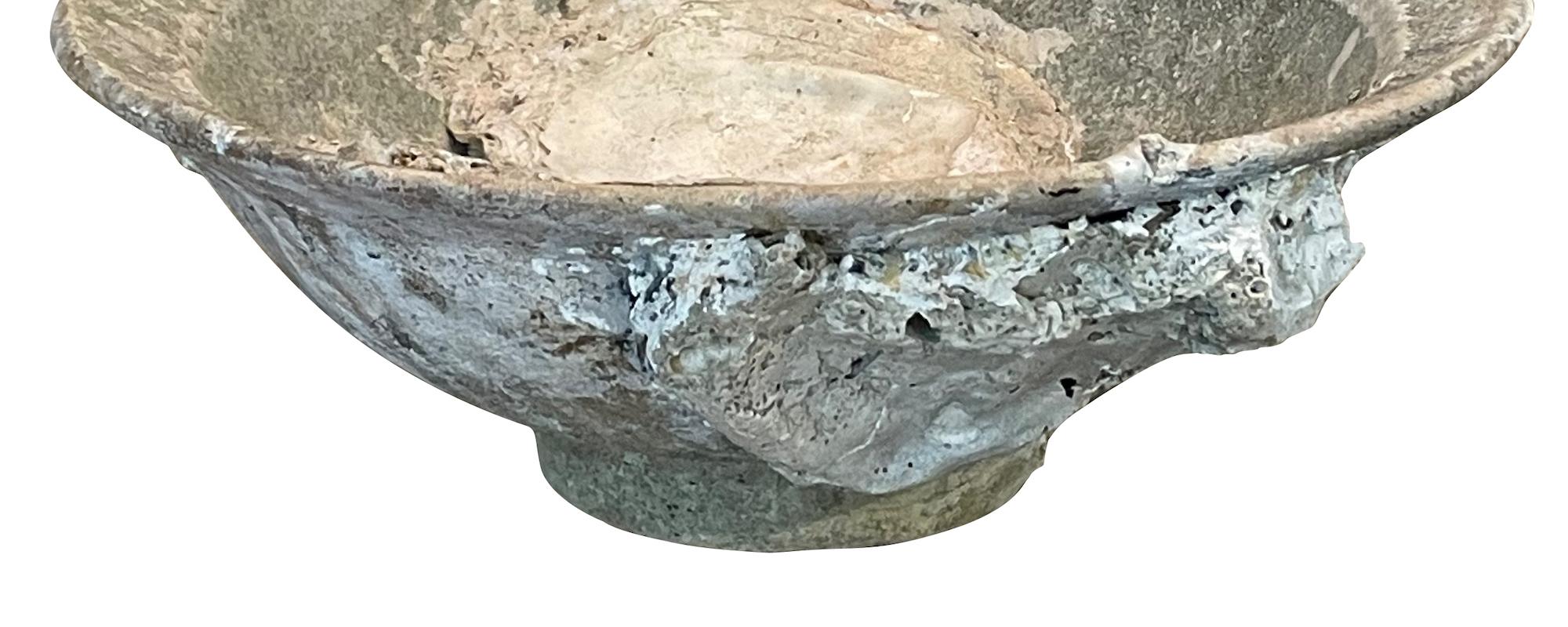 Celadon 16th Century Sawankhalok Fossil Embedded Ship Wreck Bowl, Thailand In Good Condition For Sale In New York, NY