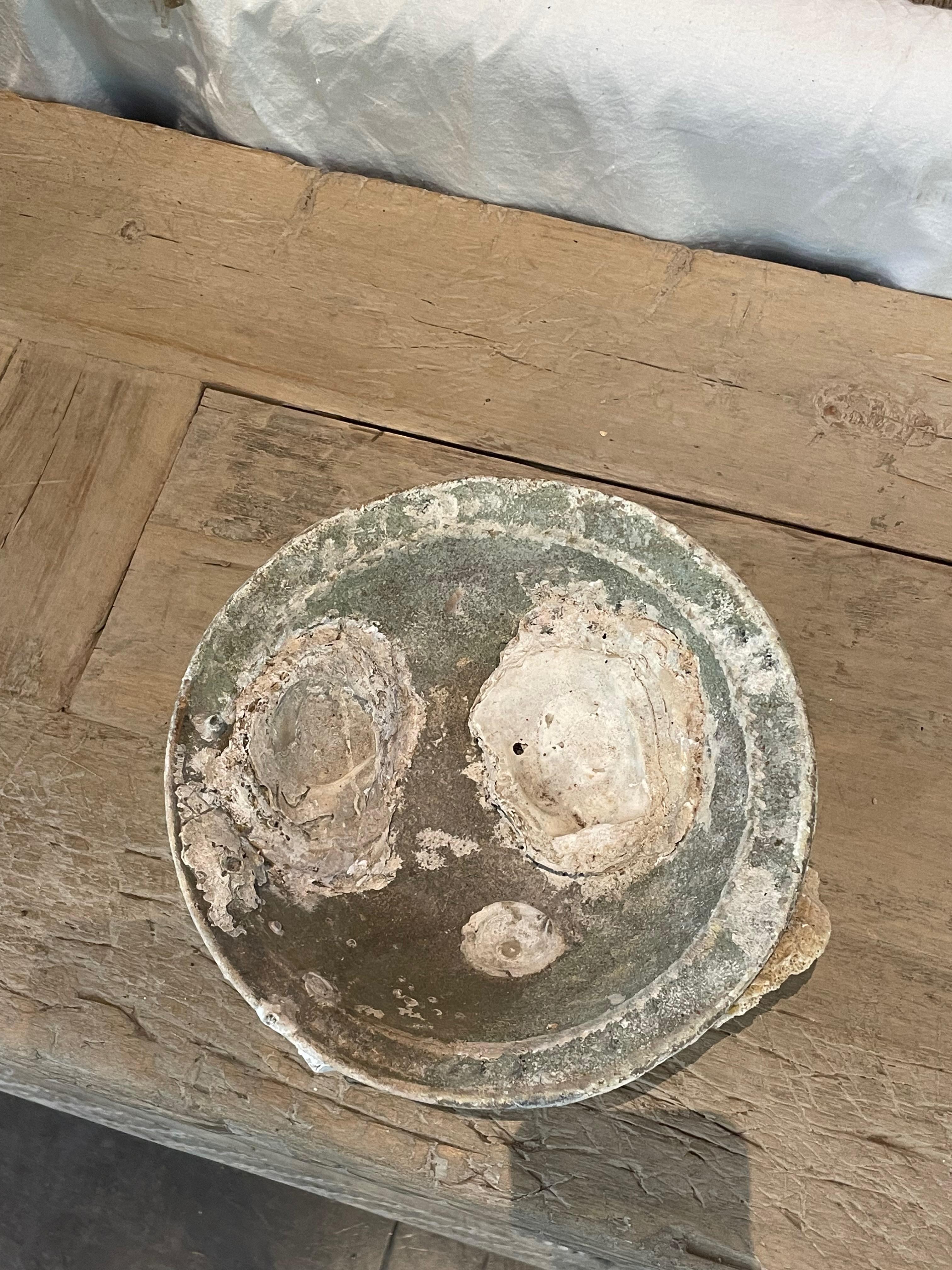Celadon 16th Century Sawankhalok Fossil Embedded Ship Wreck Bowl, Thailand For Sale 1