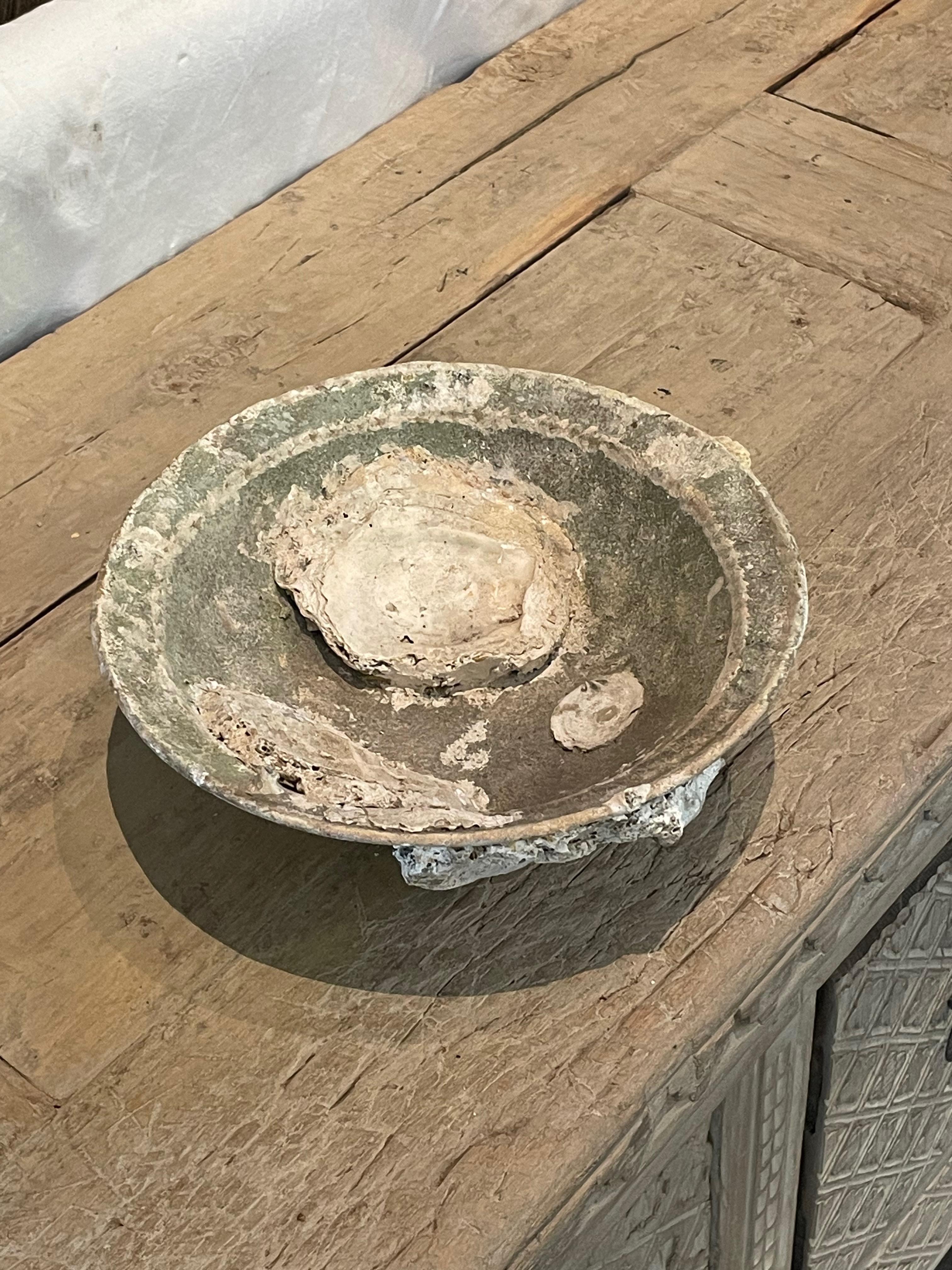 Celadon 16th Century Sawankhalok Fossil Embedded Ship Wreck Bowl, Thailand For Sale 2