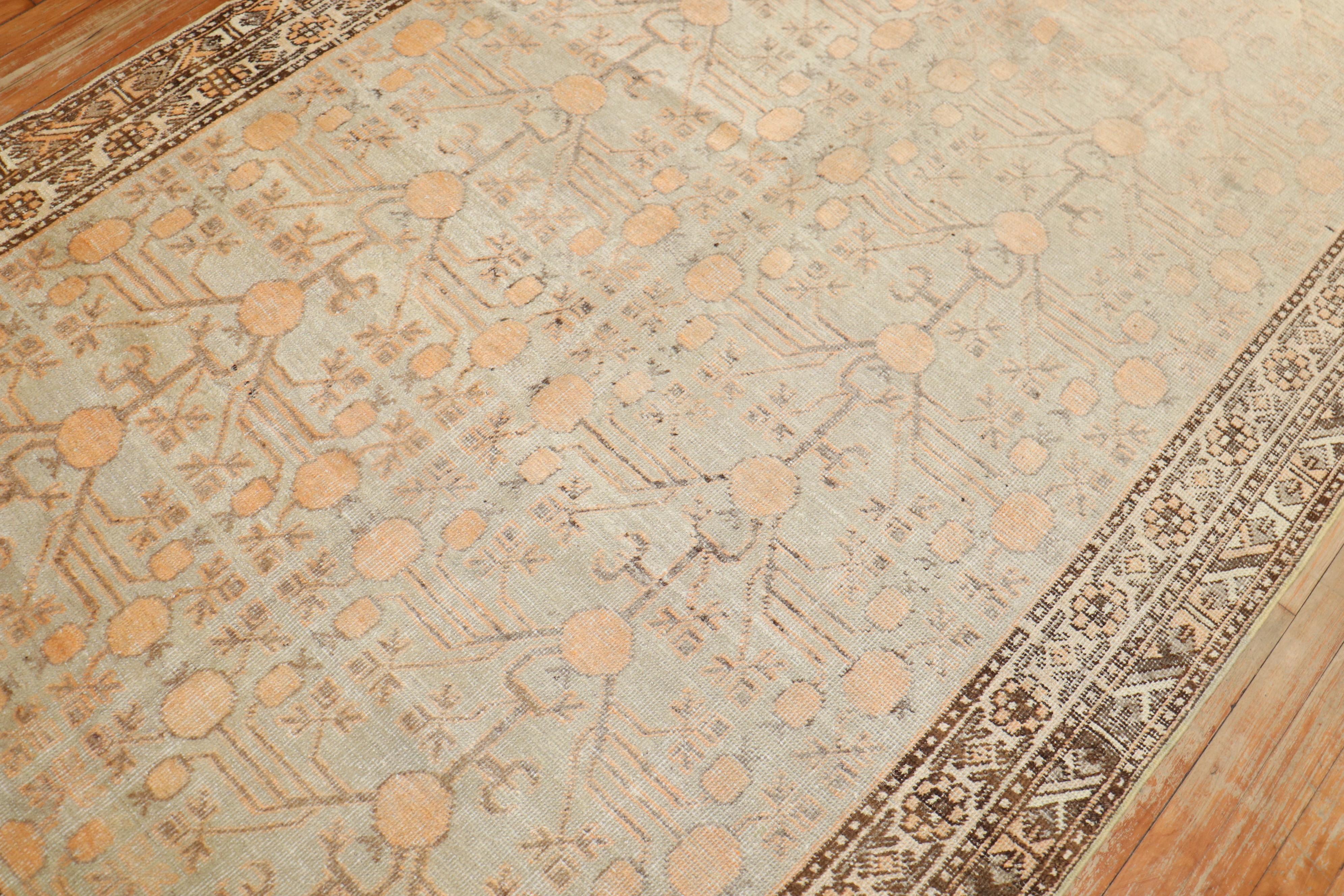 Celadon Antique Khotan Rug In Fair Condition For Sale In New York, NY