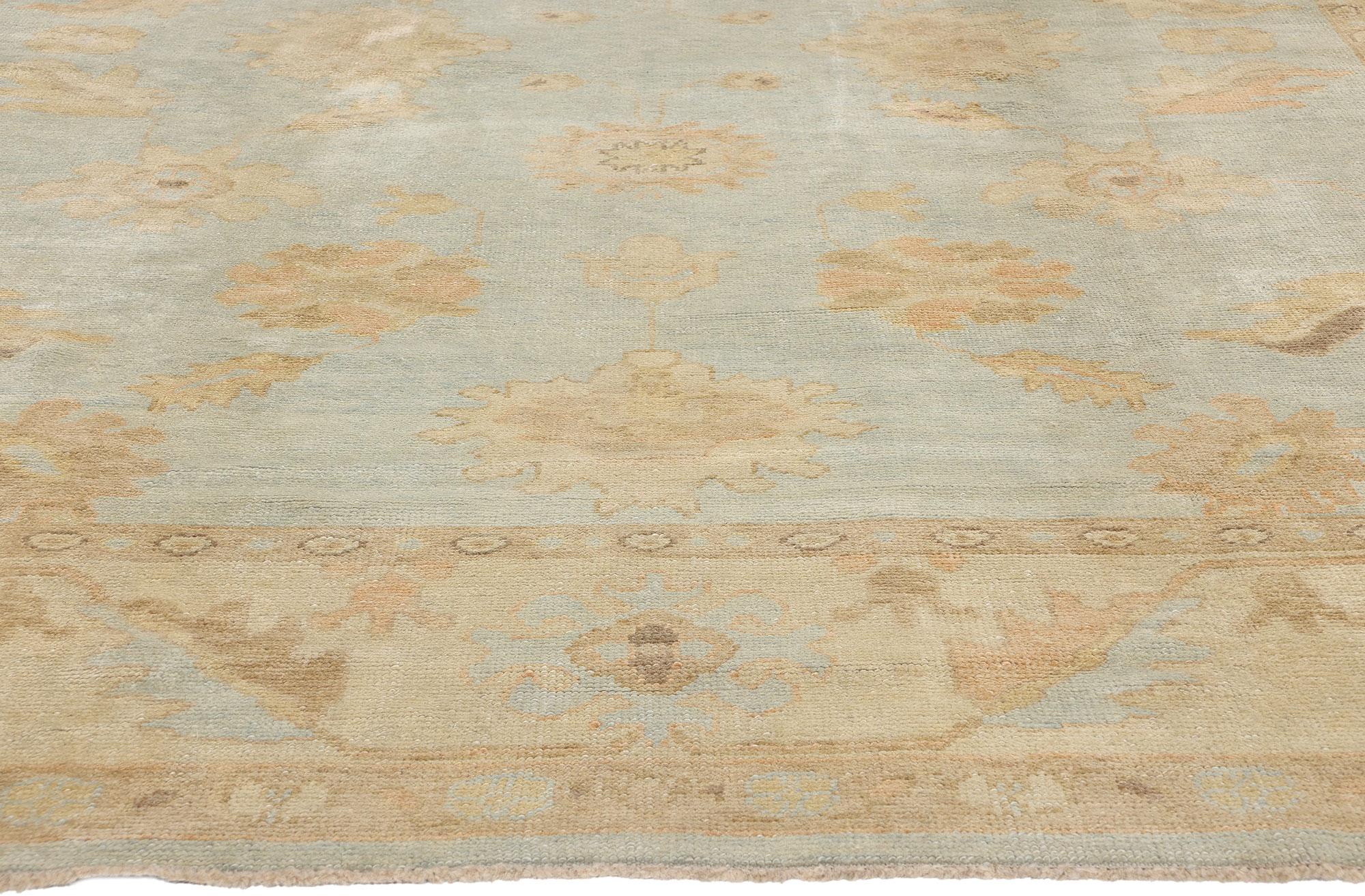 Celadon Bloom Contemporary Turkish Oushak Rug In New Condition For Sale In Dallas, TX