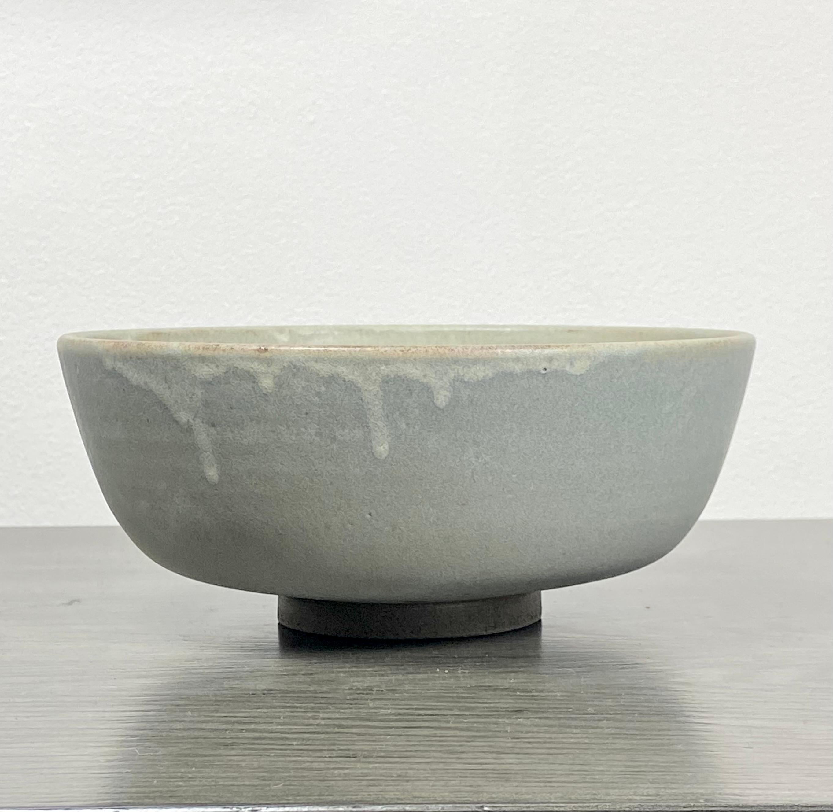 Celadon Ceramic Bowl With Drip Glaze For Sale 3