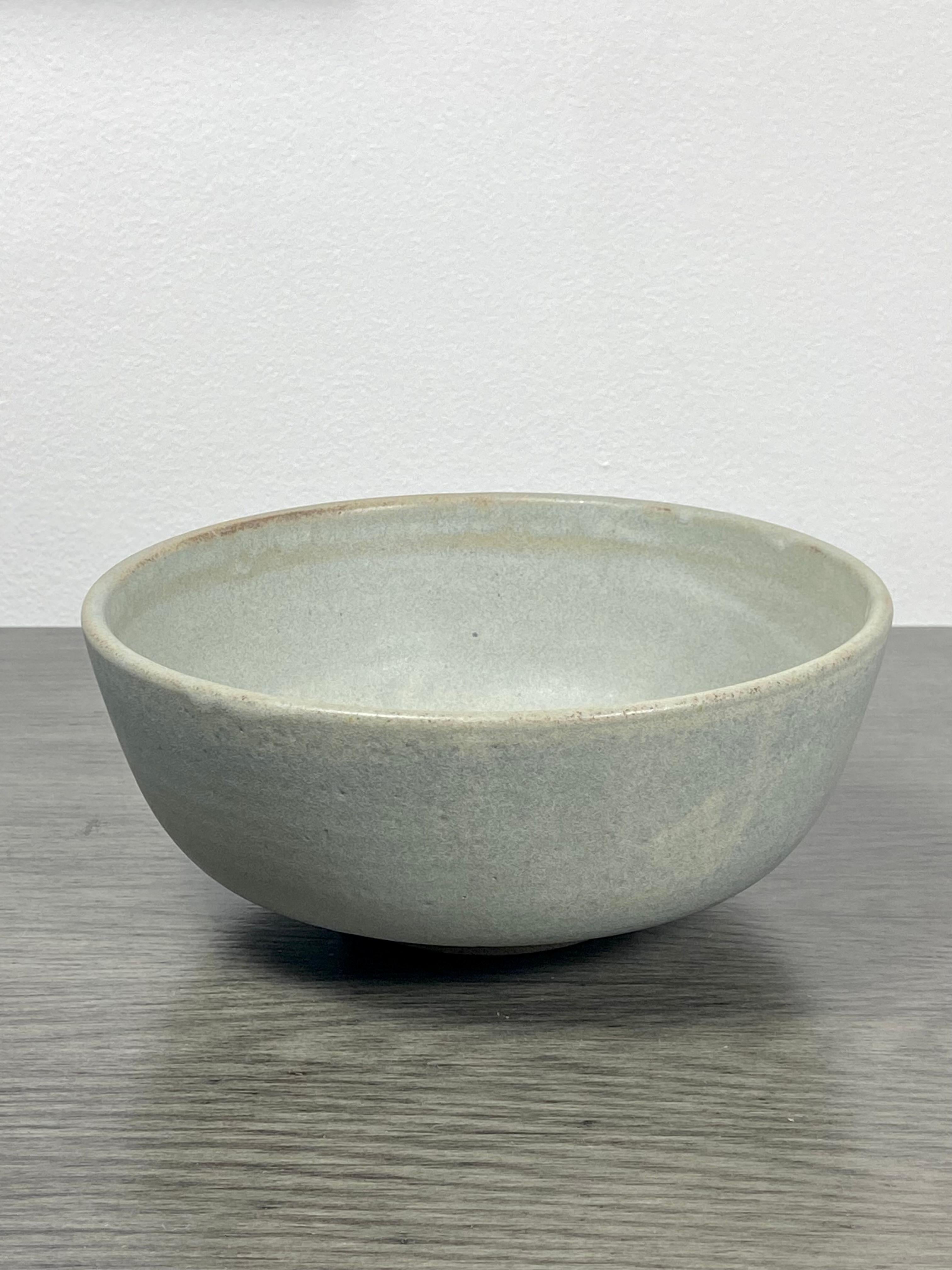 Celadon Ceramic Bowl With Drip Glaze In New Condition For Sale In Norwalk, CT