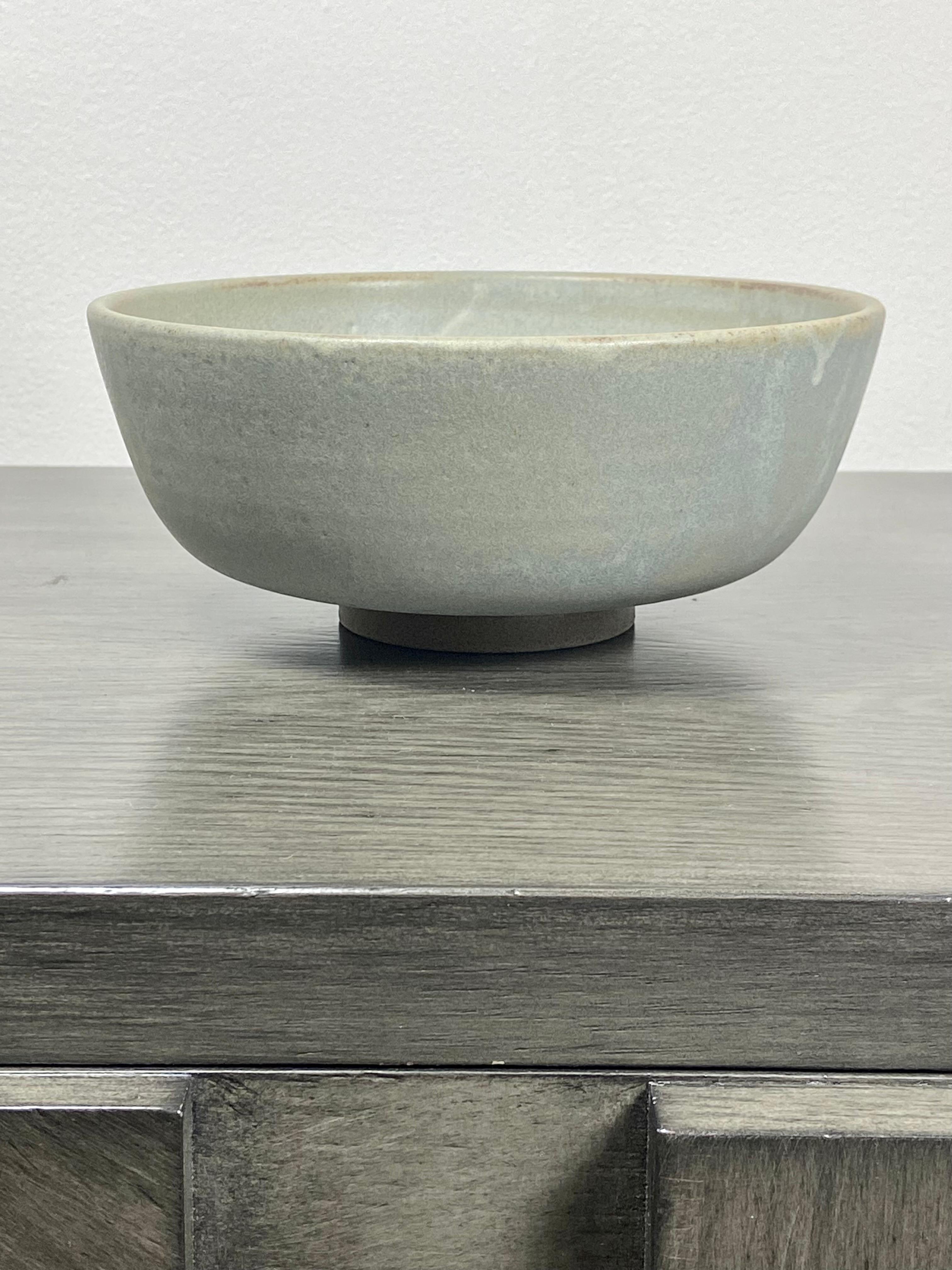 Celadon Ceramic Bowl With Drip Glaze For Sale 1