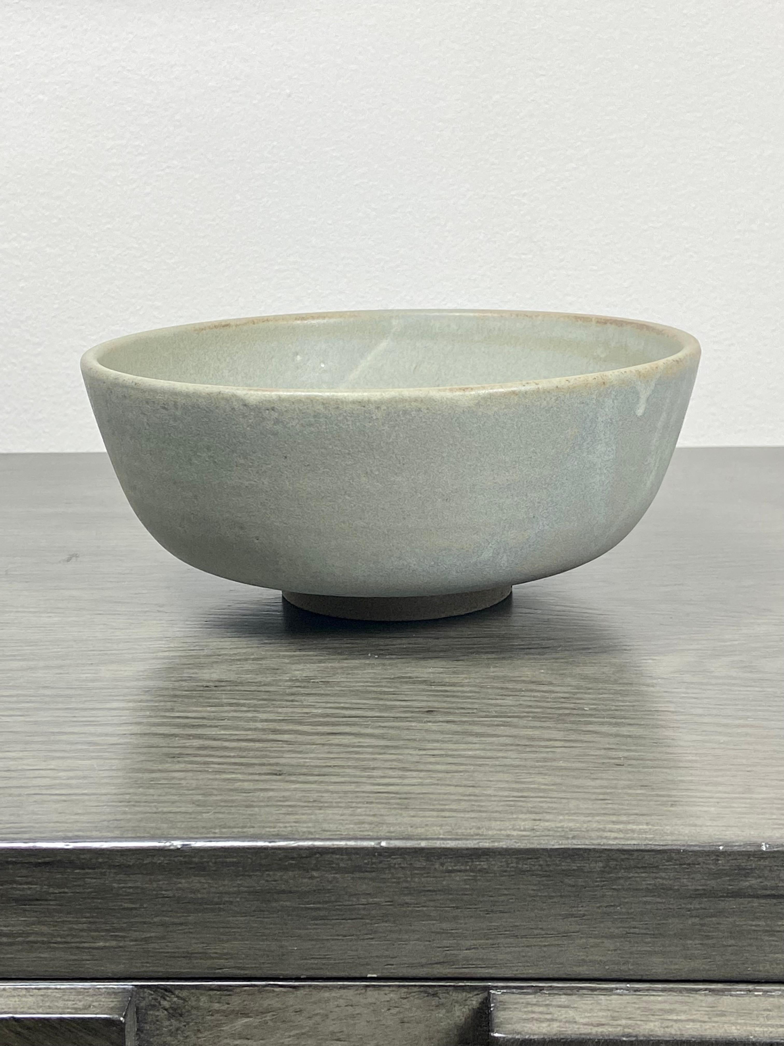 Celadon Ceramic Bowl With Drip Glaze For Sale 2