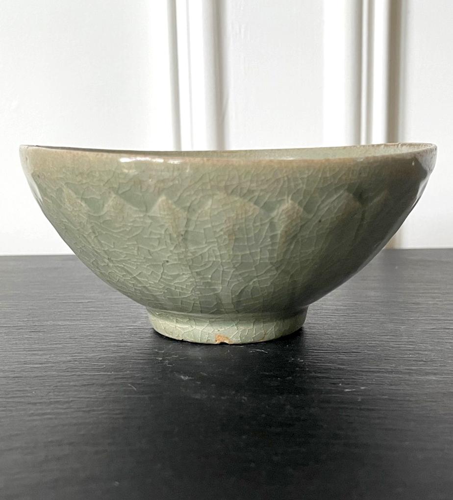 Archaistic Celadon Ceramic Lotus Bowl Korean Goryeo Dynasty