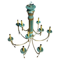 Celadon Chandelier with Gold Gilt