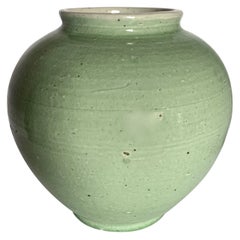 Celadon Color Ginger Jar Shape Vase, China, Contemporary