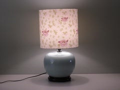 Celadon Colored Crackle Ceramic Table Lamp with New Custom Lampshade