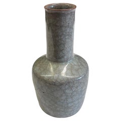 Blue Grey Contrast Crackle Bottle Shape Vase, China, Contemporary