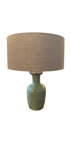 Celadon Crackle Glazed Pair Bottle Shaped Lamps, China, Contemporary