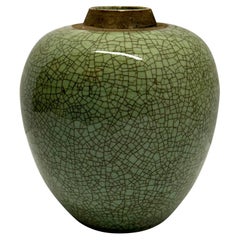 Celadon Crackle Glazed Small Vase, China, Contemporary