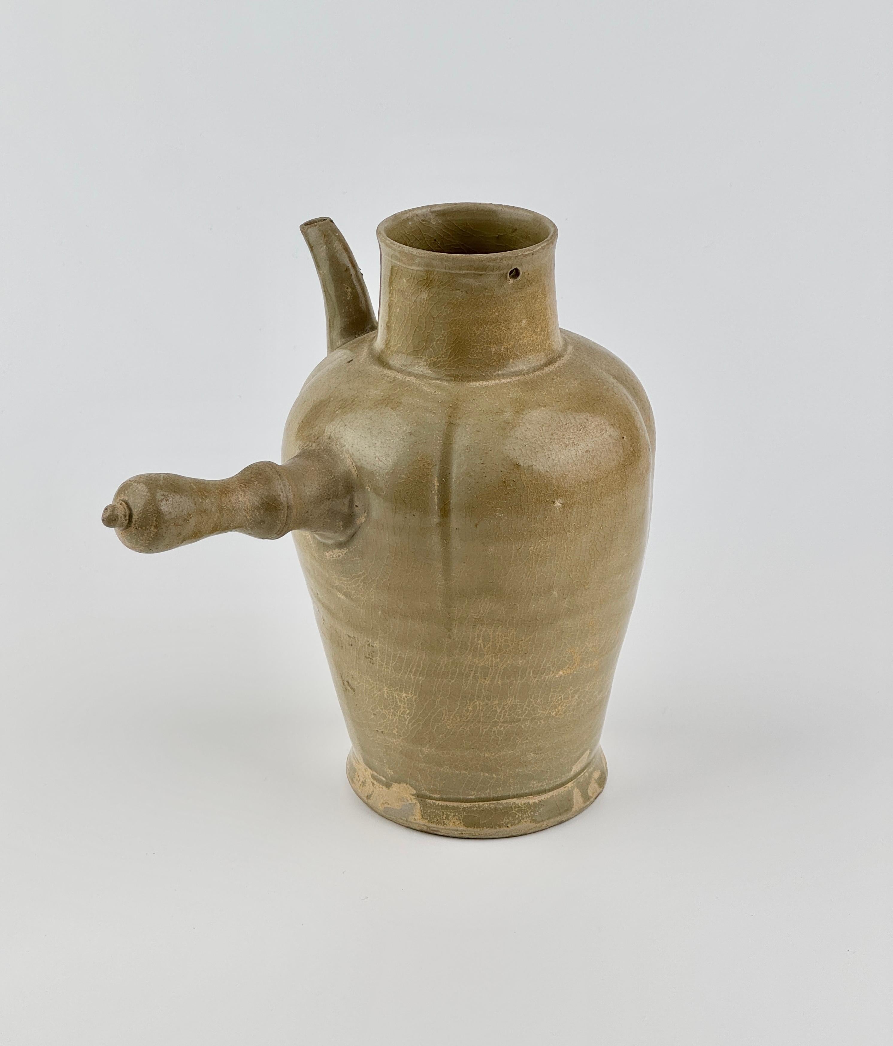 Celadon Ewer with Straight Handle, Tang to Northern Song Dynasty For Sale 4
