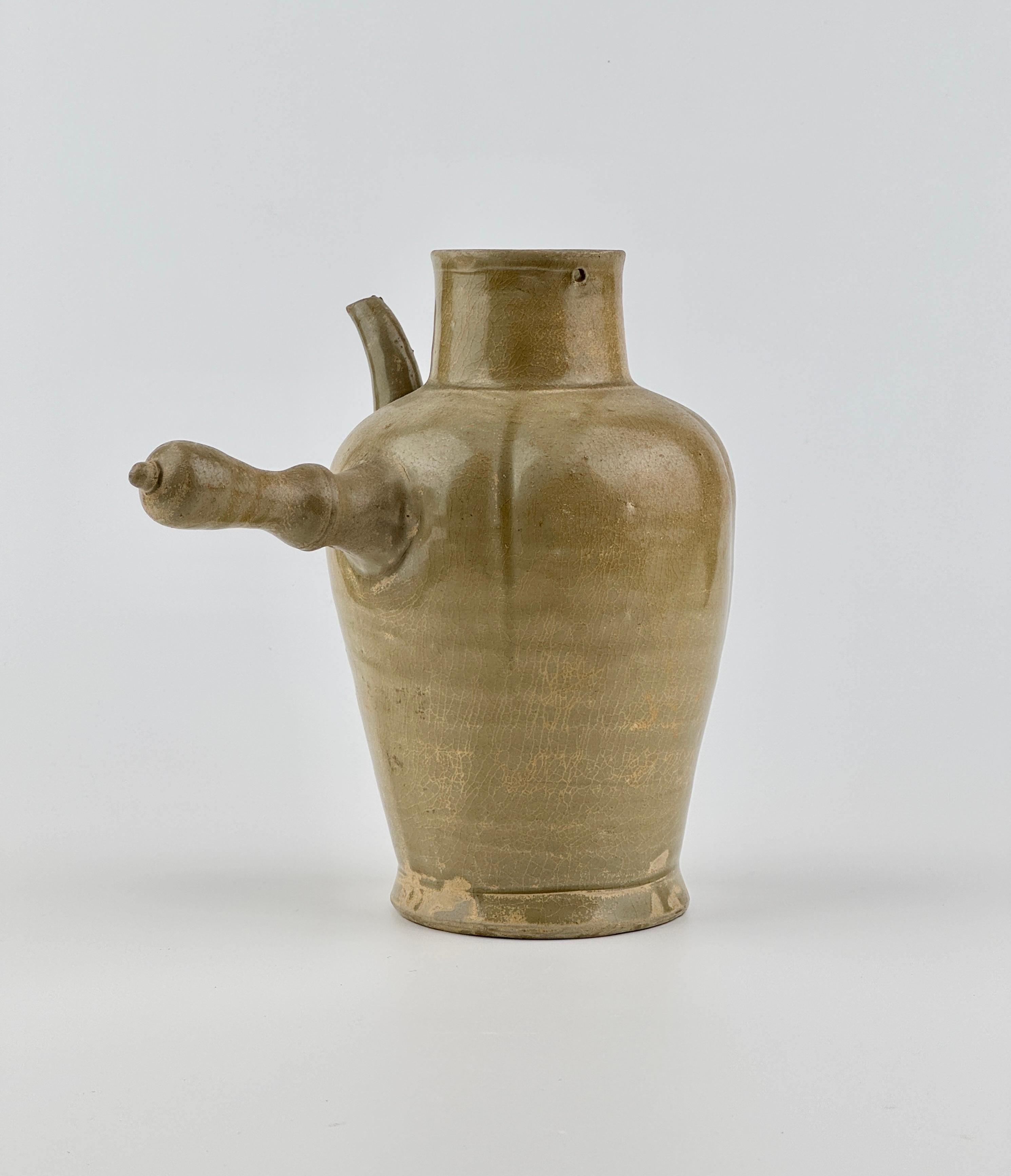 Hong Kong Celadon Ewer with Straight Handle, Tang to Northern Song Dynasty For Sale