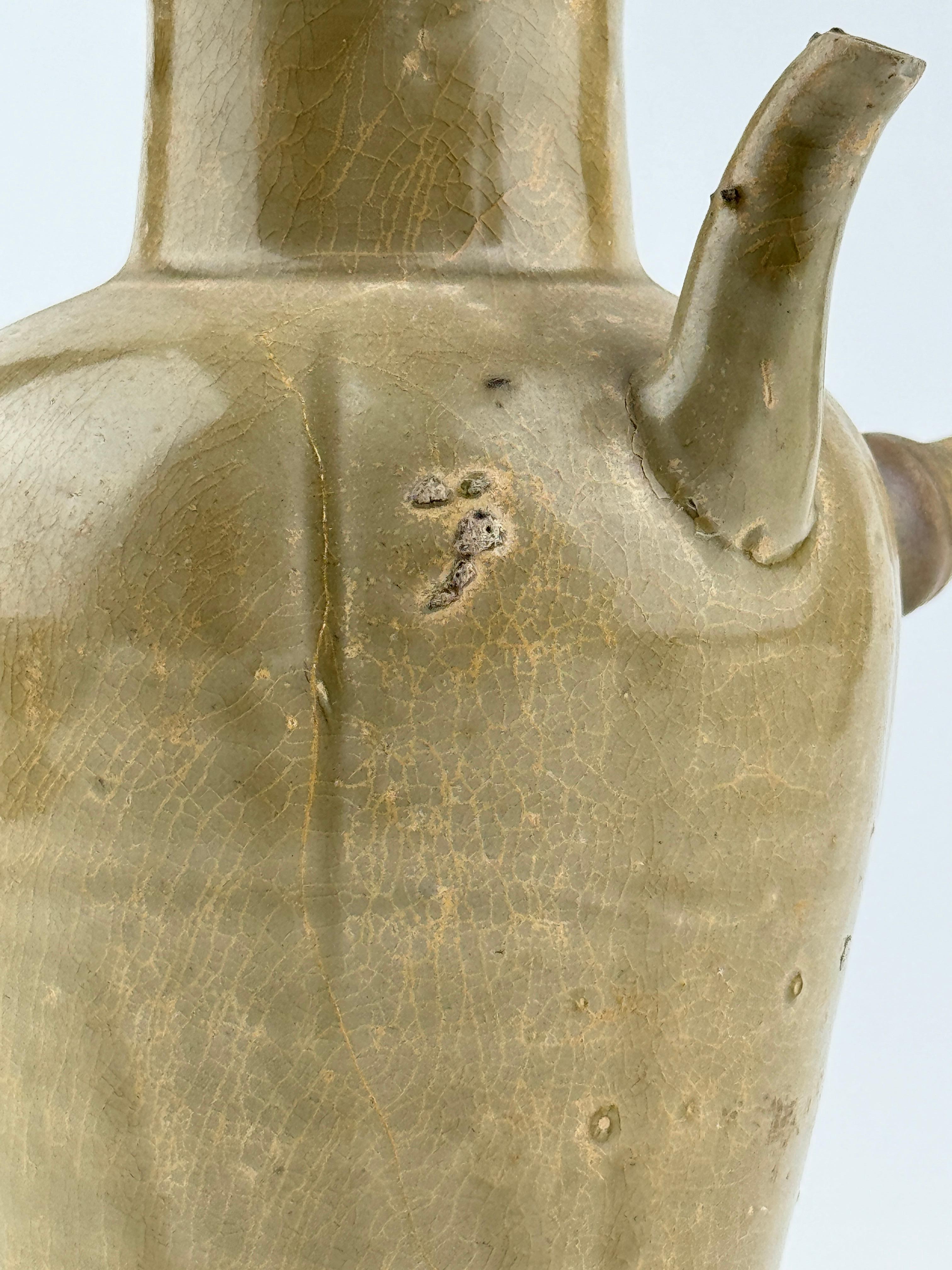 Celadon Ewer with Straight Handle, Tang to Northern Song Dynasty For Sale 1