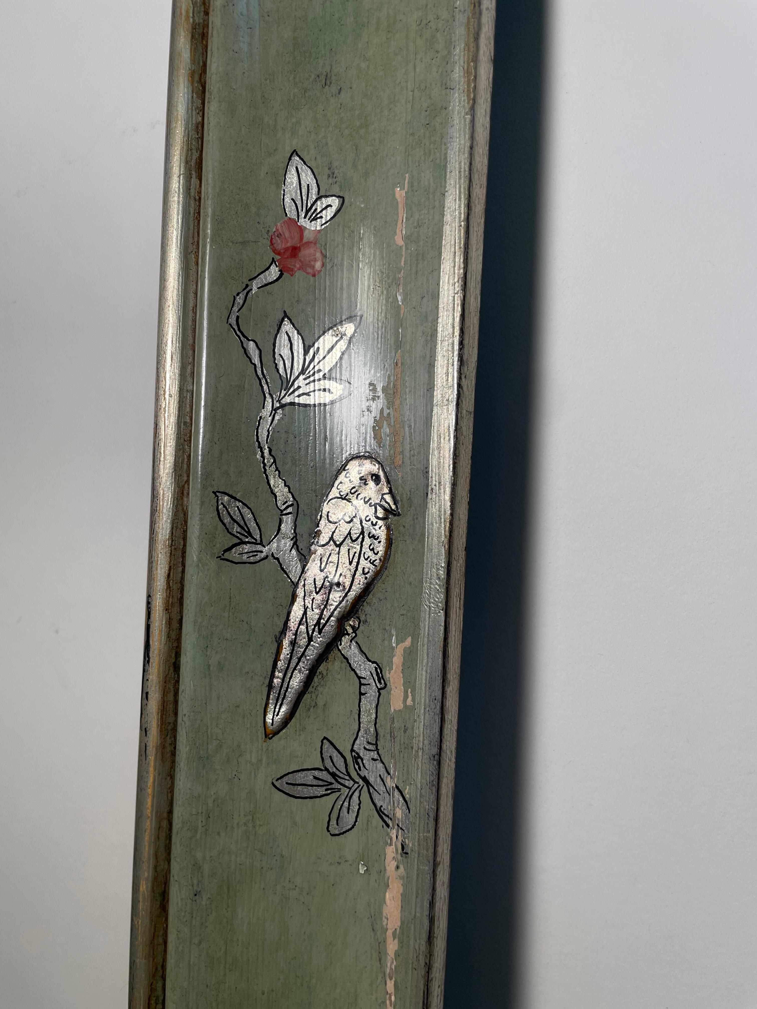 Chinoiserie Celadon Frame with Birds For Sale