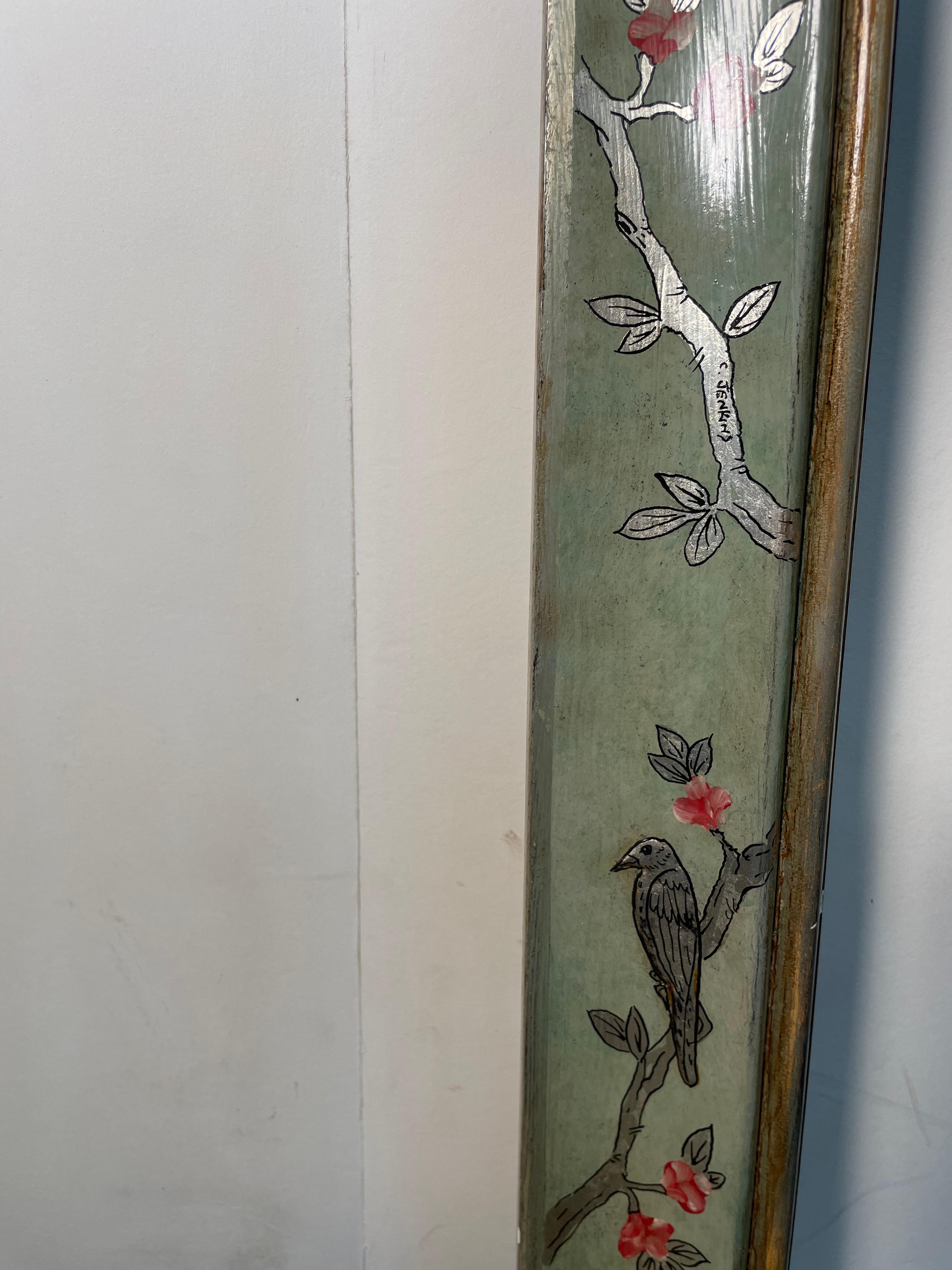 20th Century Celadon Frame with Birds For Sale