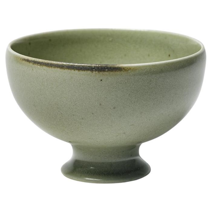 Celadon glazed porcelain cup by Robert Deblander, circa 1990. For Sale