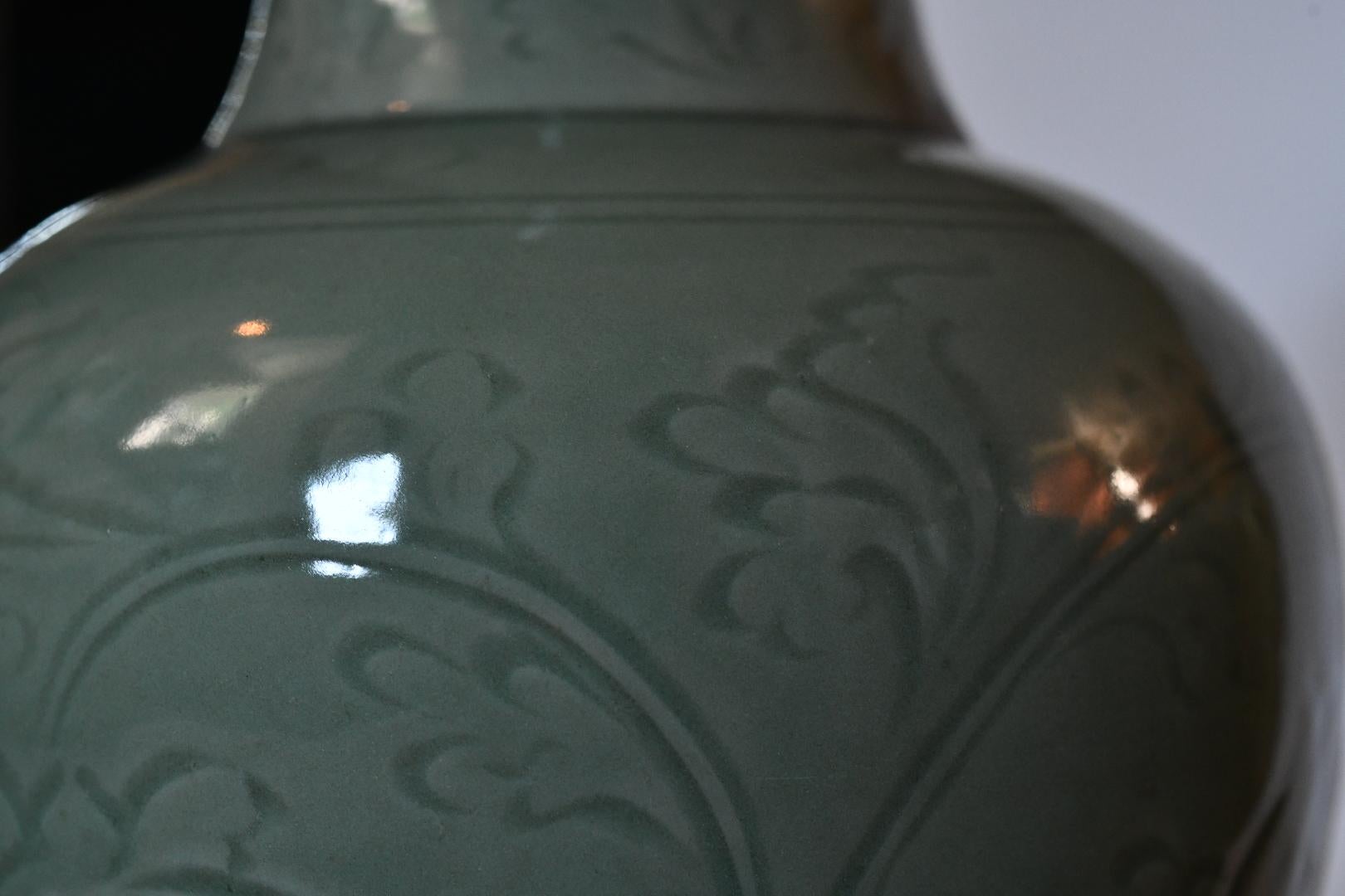 Celadon Glazed Porcelain Lamps In Excellent Condition In New York, NY