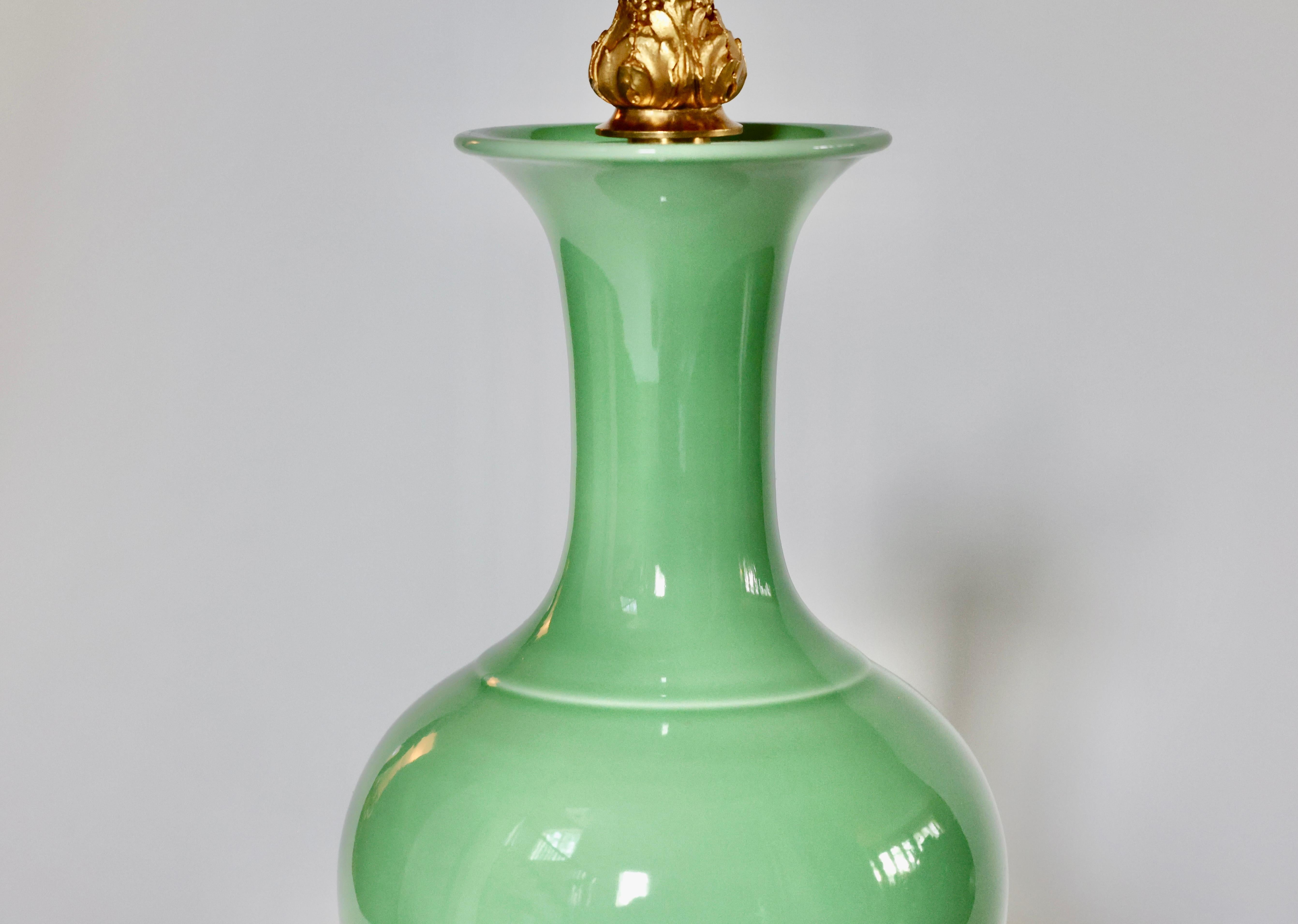 Contemporary Celadon Glazed Porcelain Lamps For Sale