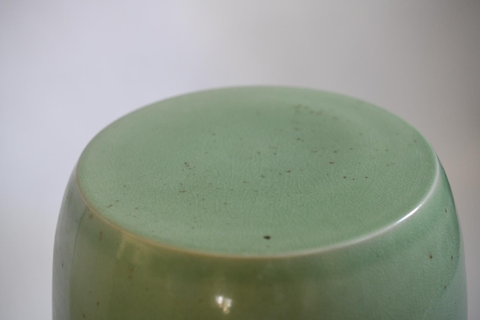 Celadon Glazed Porcelain Stools In Excellent Condition For Sale In New York, NY