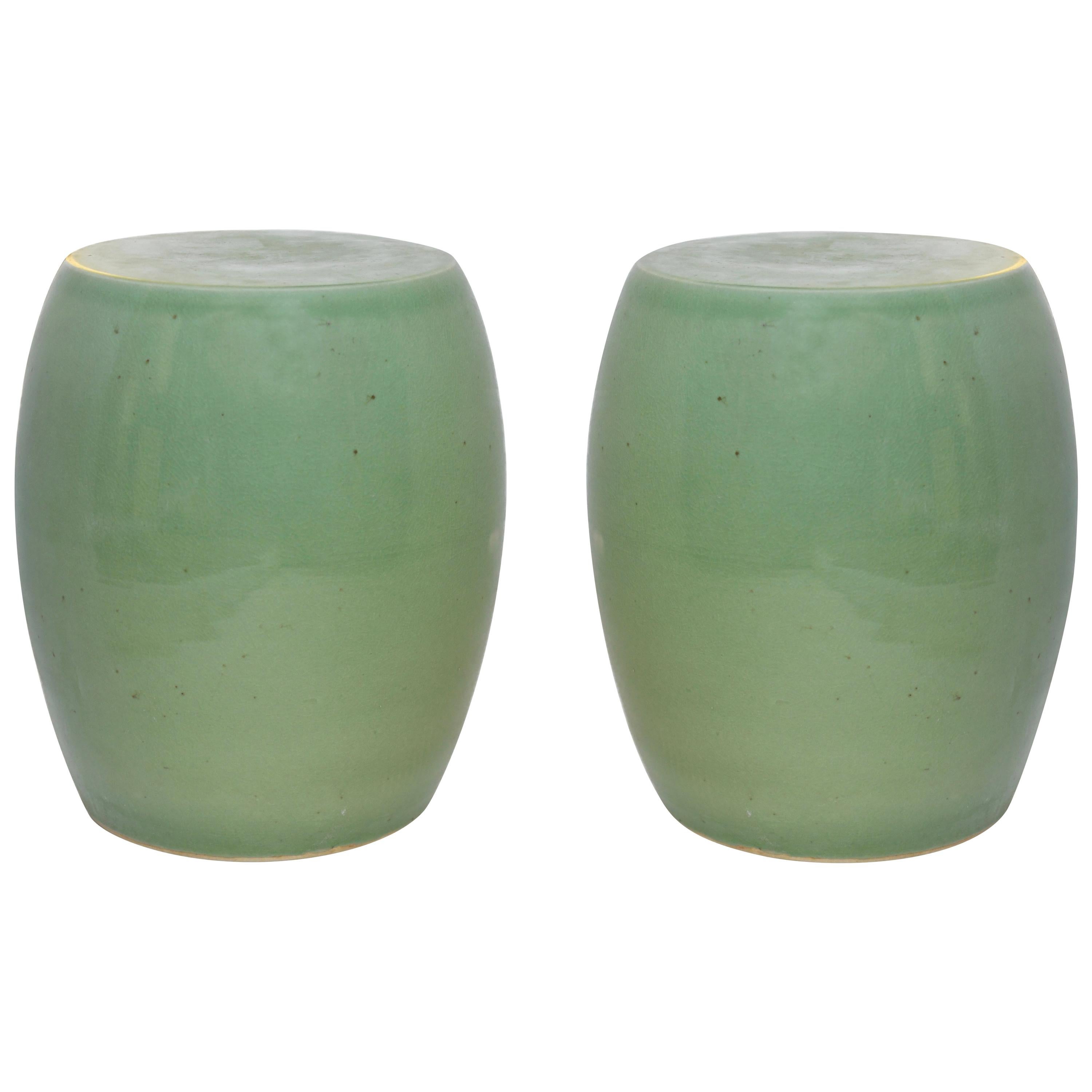 Taburetes de porcelana esmaltada celadón