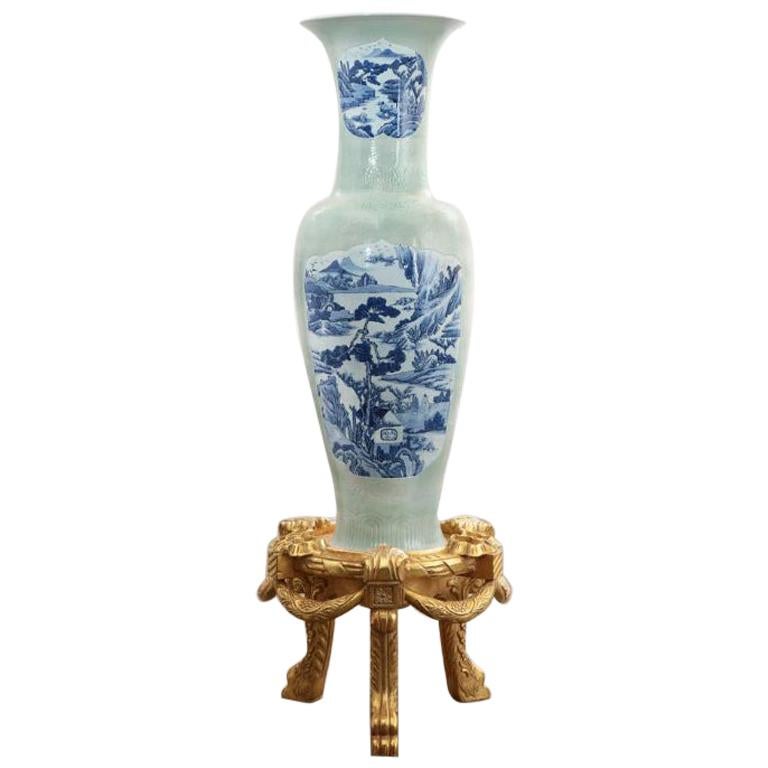 Celadon-Vase aus glasiertem Porzellan 