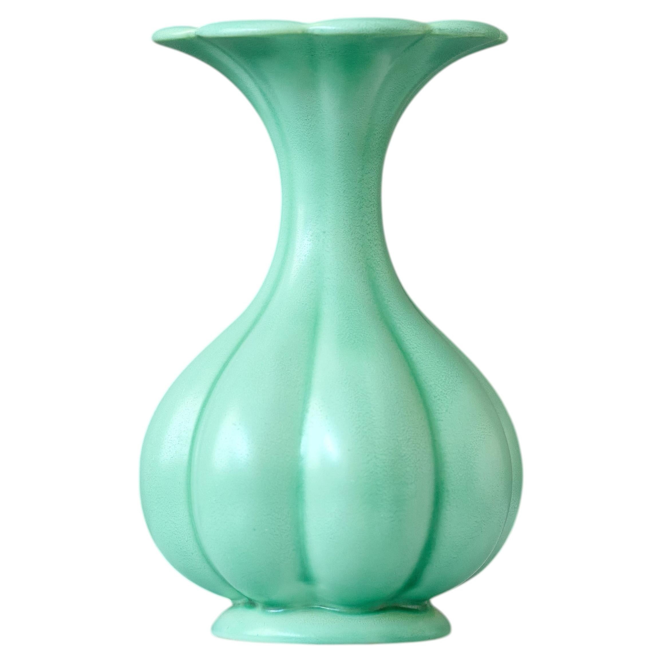 Celadon Green Ceramic Art Deco Vase by Arthur Percy for Gefle, Sweden, 1930s