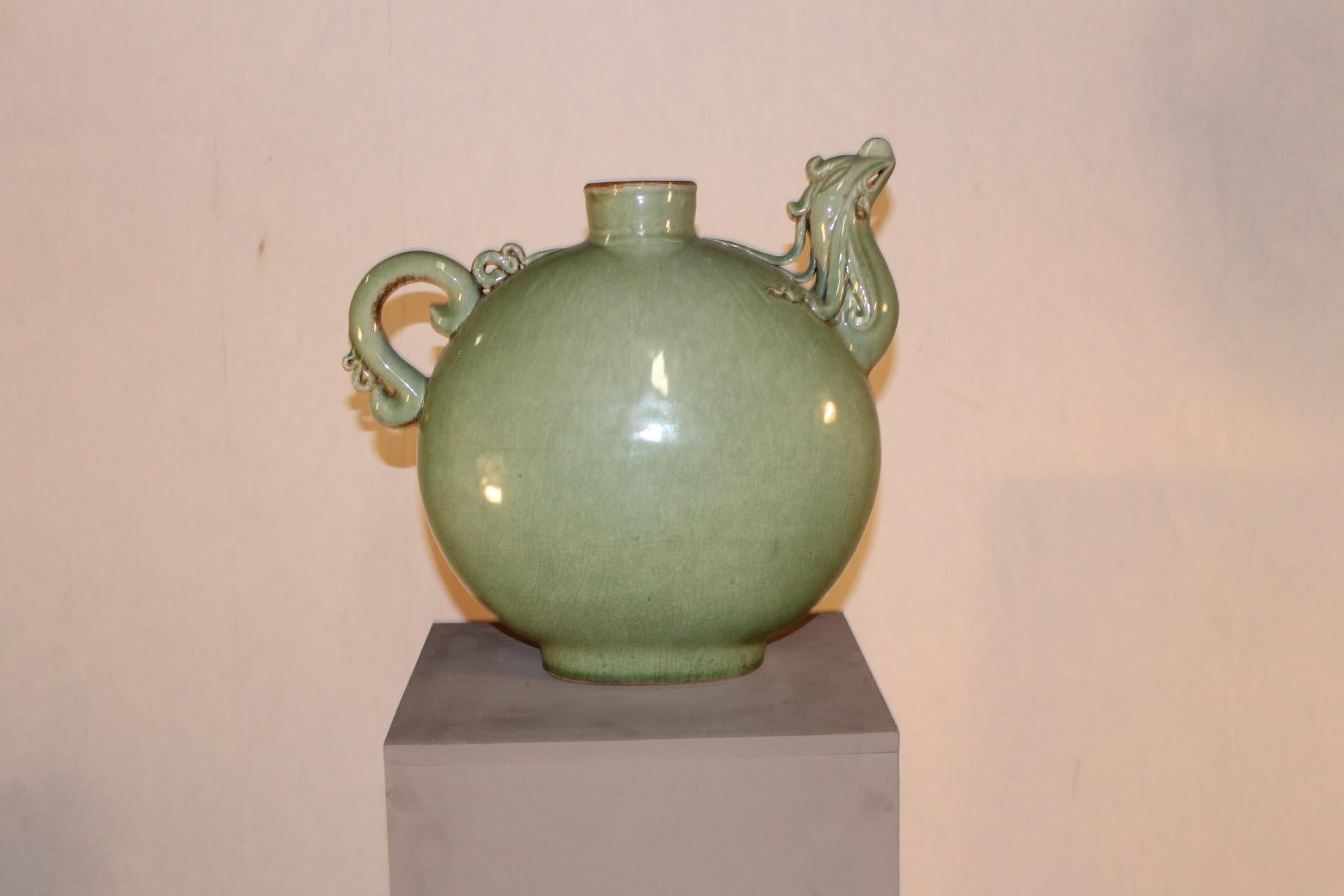 Celadon Green Ceramic Teapot, China, 20th Century For Sale 3