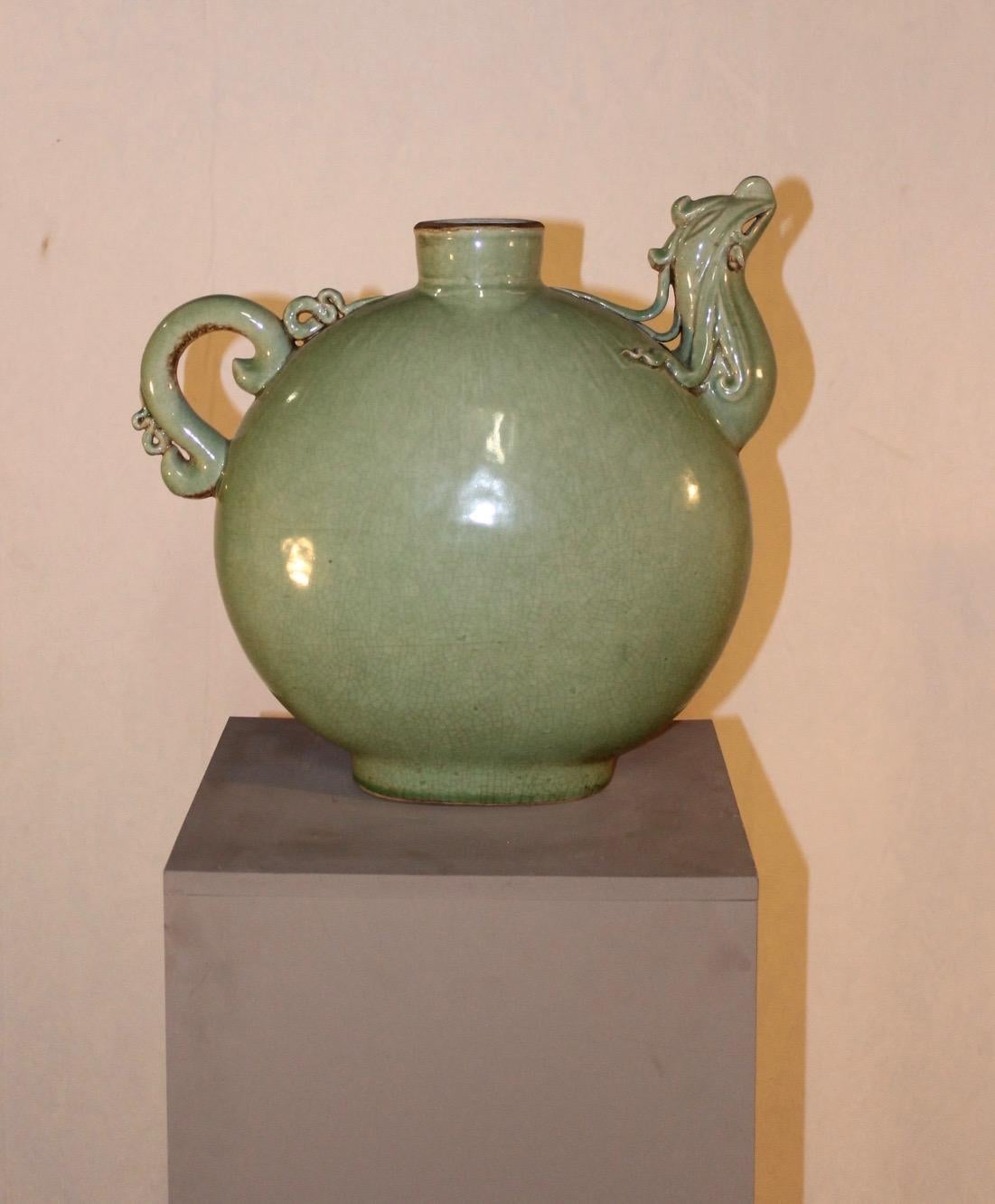 Celadon Green Ceramic Teapot, China, 20th Century For Sale 4