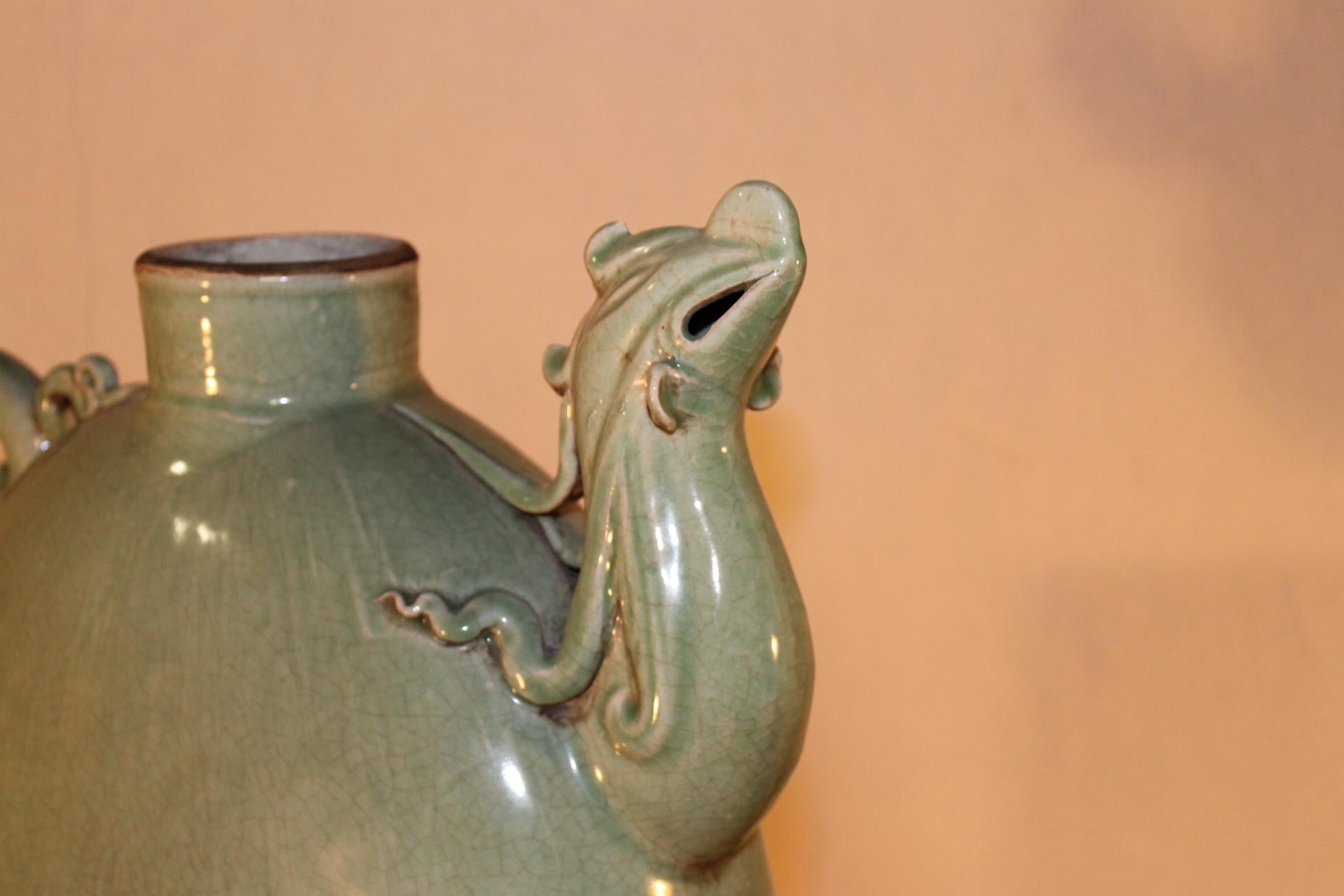 Celadon Green Ceramic Teapot, China, 20th Century For Sale 5