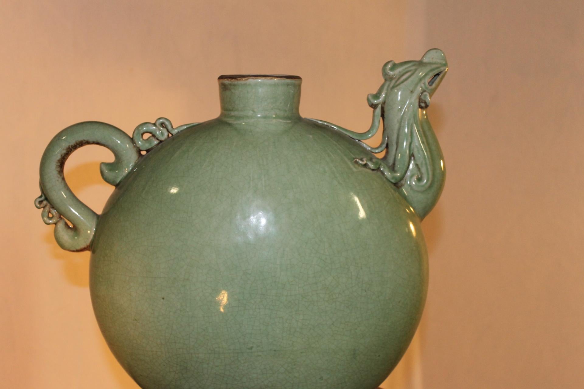 Celadon Green Ceramic Teapot, China, 20th Century For Sale 8