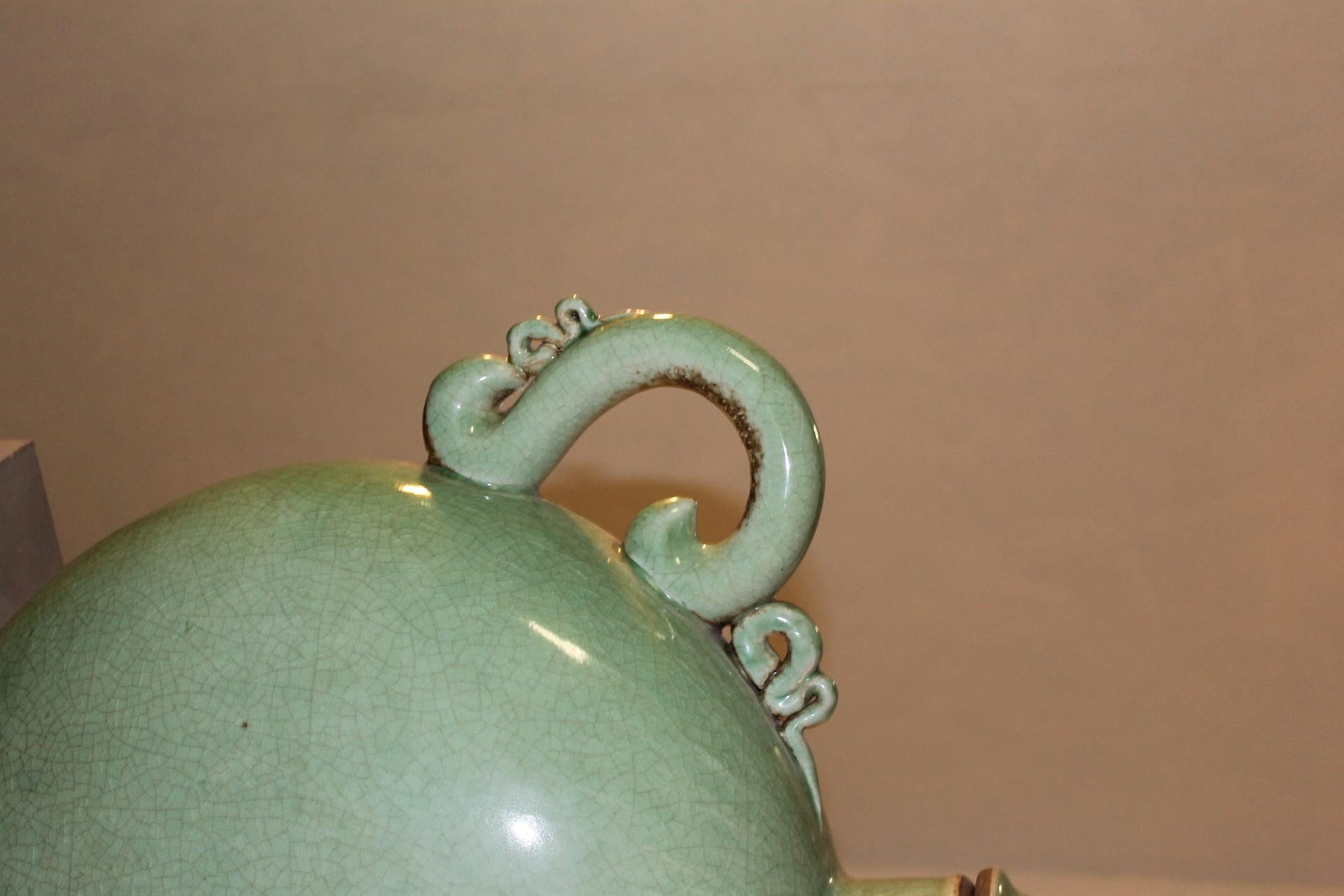 Chinese Celadon Green Ceramic Teapot, China, 20th Century For Sale
