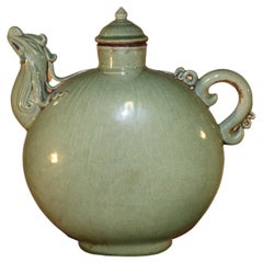 Vintage Celadon Green Ceramic Teapot, China, 20th Century