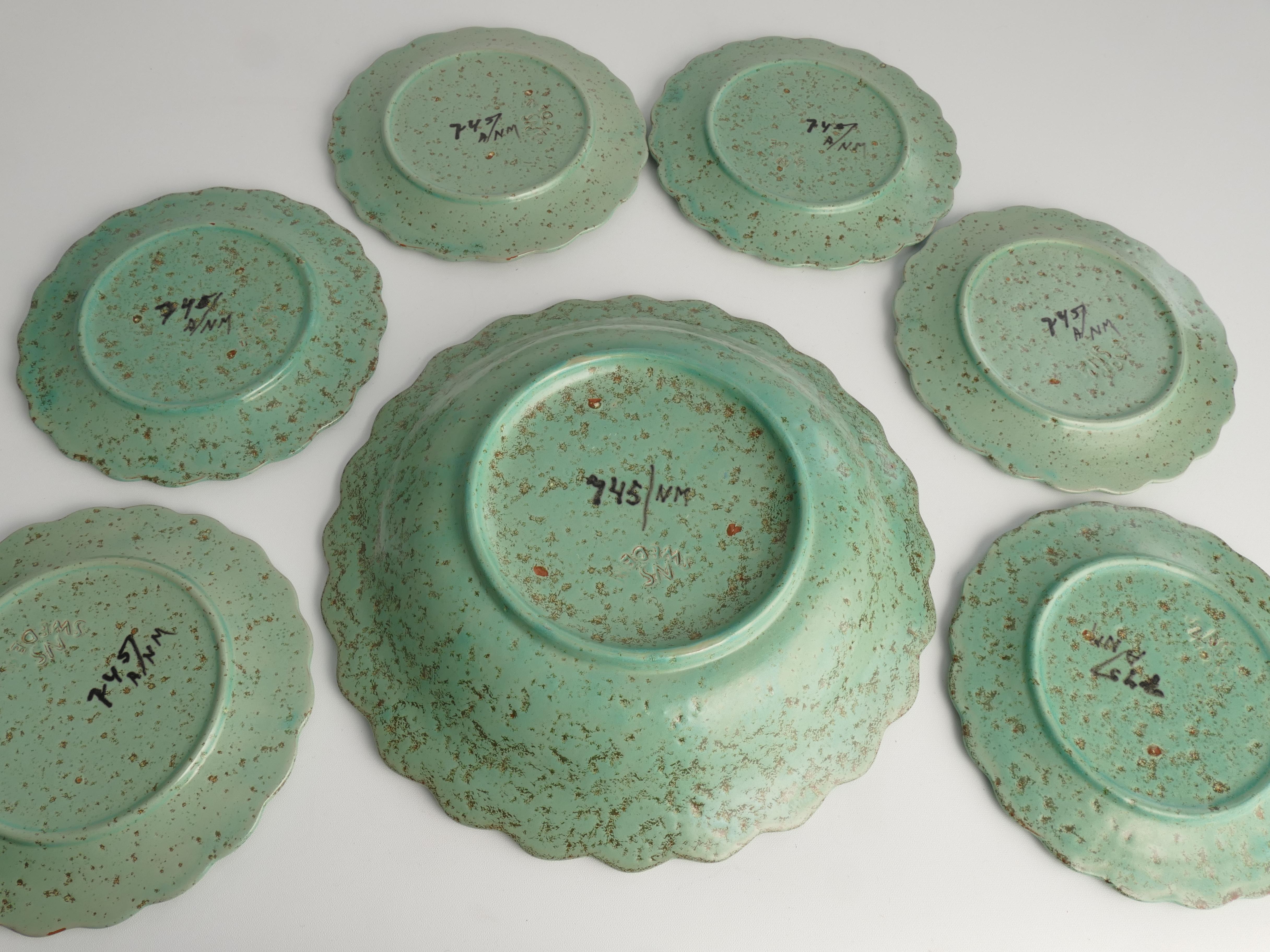 Celadon Green Earthenware Bowl & Plates, Nittsjö, Sweden, 1960s For Sale 2
