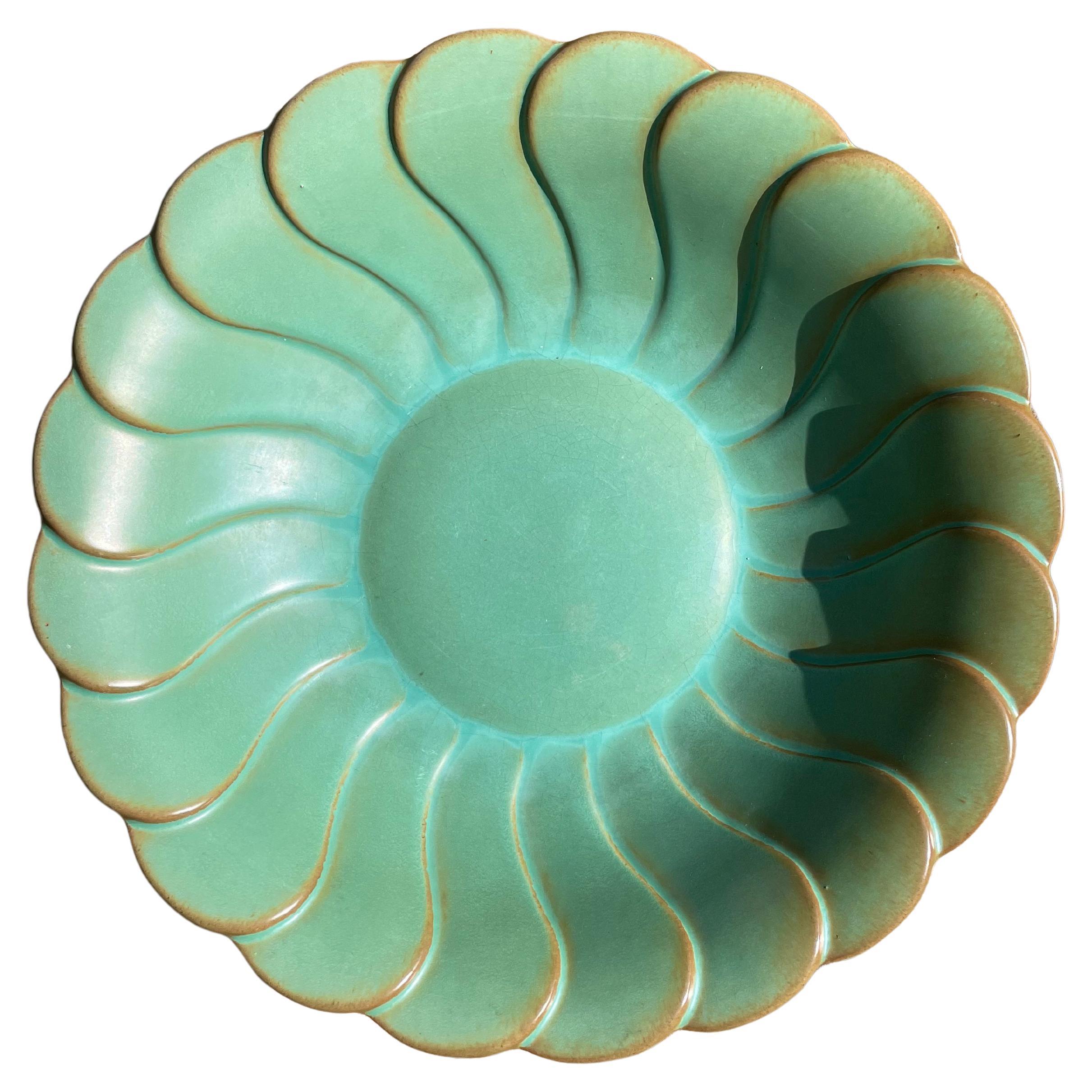 Antique Celadon Green Art Deco Bowl Plate, Arthur Percy, 1930s For Sale