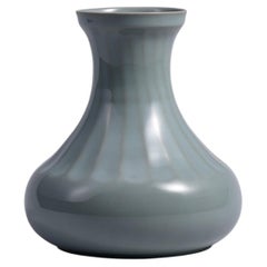 Celadon Melon-Ribbed Vase by Shinobu Kawase, Late 20th Century
