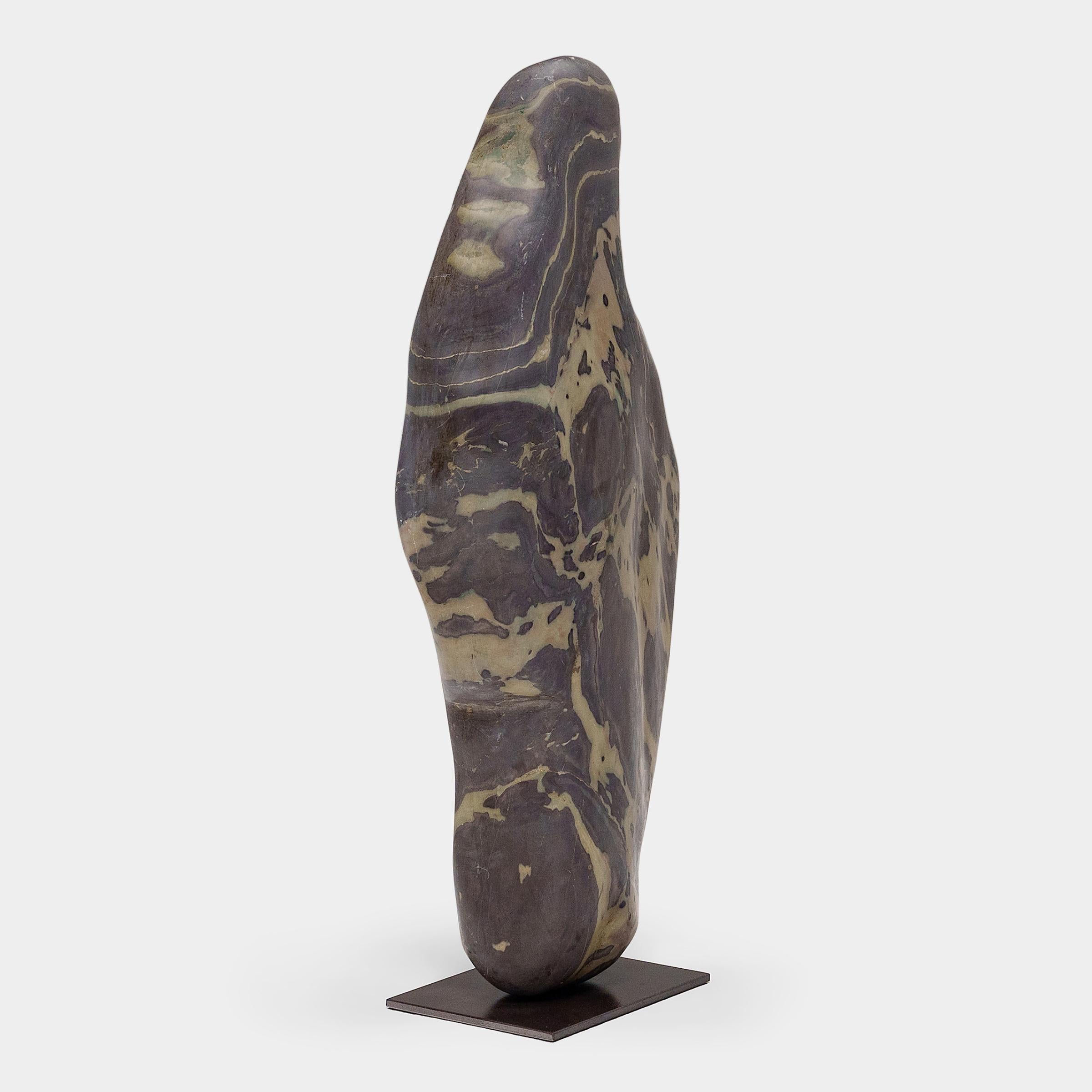 Organic Modern Celadon Mountain Meditation Stone Sculpture For Sale