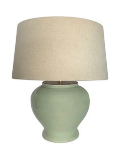 Celadon Pair Of Small Ginger Jar Shaped Lamps With Shades, China, Contemporary