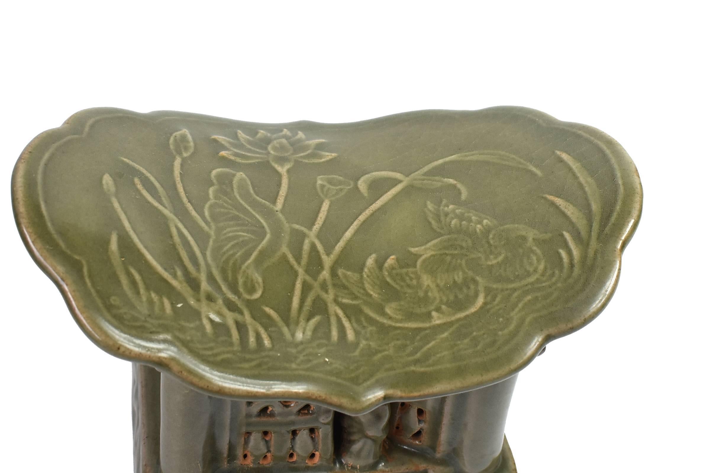 Celadon Pillow, House Model, Song Dynasty Style Long Quan Kiln 3