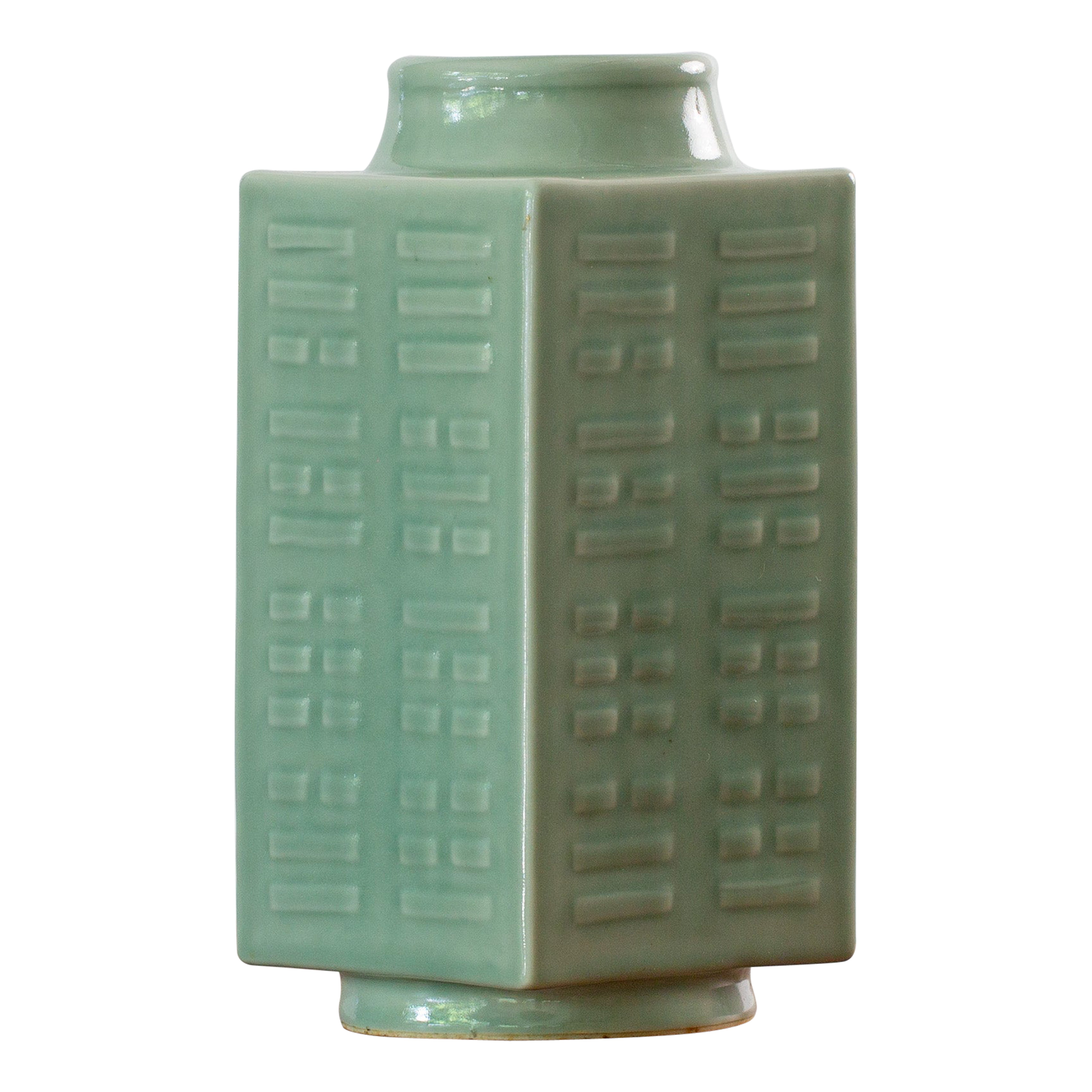 Celadon Porcelain Cong Trigram Vase / Lamp Base Chinese Xiong