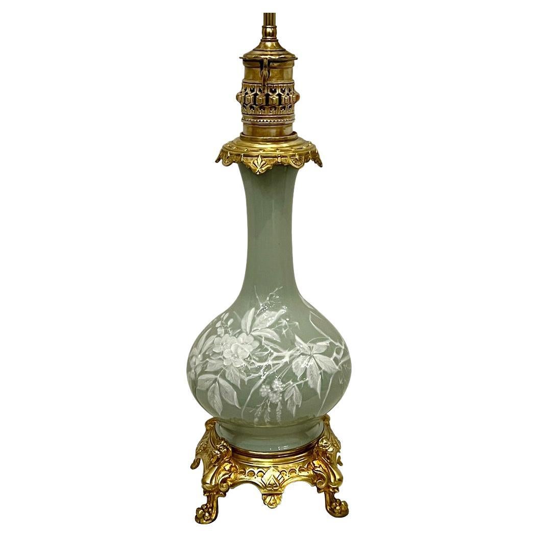 Celadon Porcelain Lamp For Sale