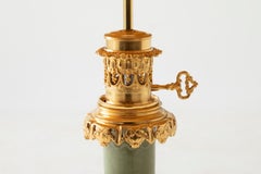 Celadon Porcelain Lamp with a Relief Decor and Gilt Bronze Mount, circa 1880