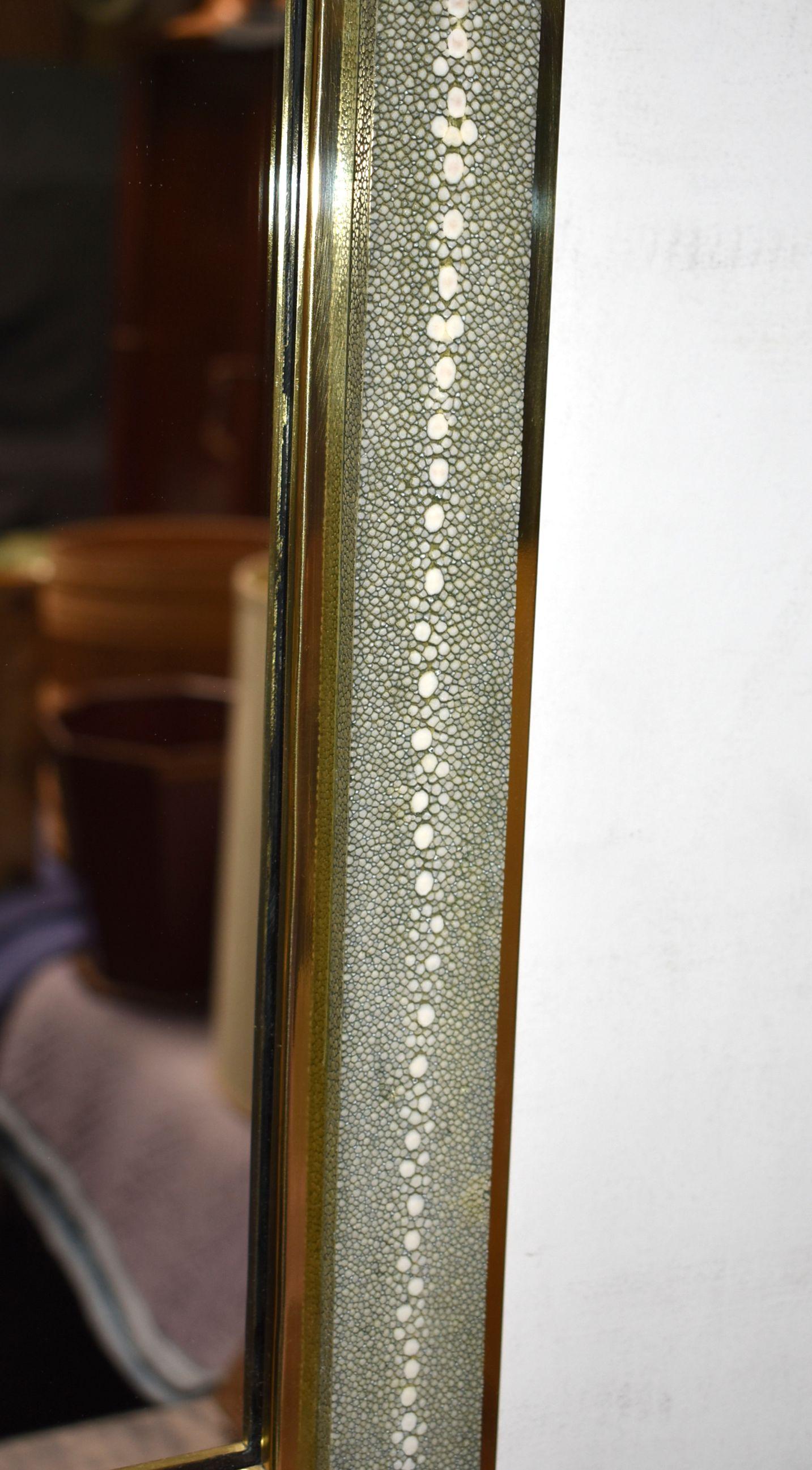 Celadon Shagreen Mirror In Good Condition In Cathedral City, CA