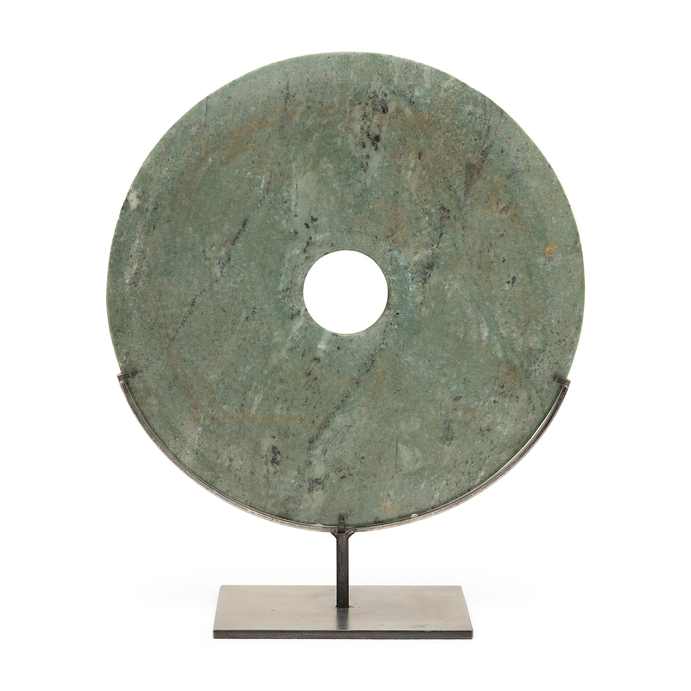 Contemporary Celadon Stone Bi Disc For Sale