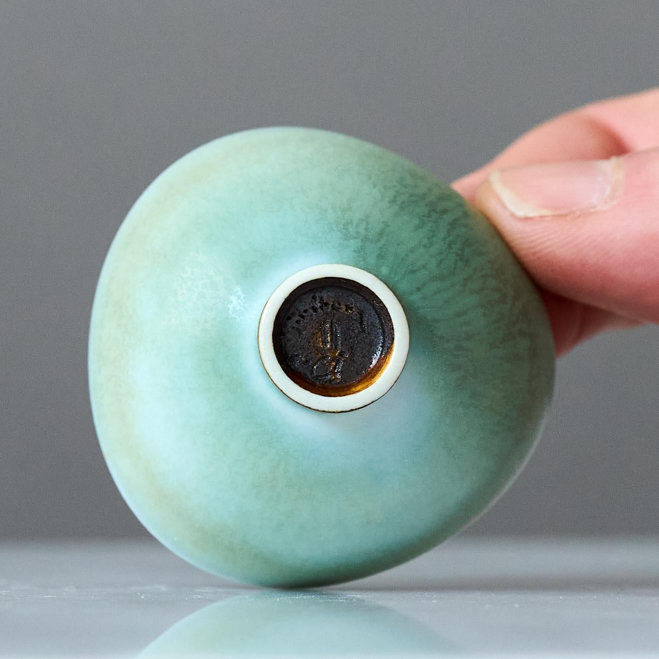 20th Century Celadon Stoneware Miniature Bowl by Berndt Friberg. Gustavsberg, Sweden, 1960s For Sale