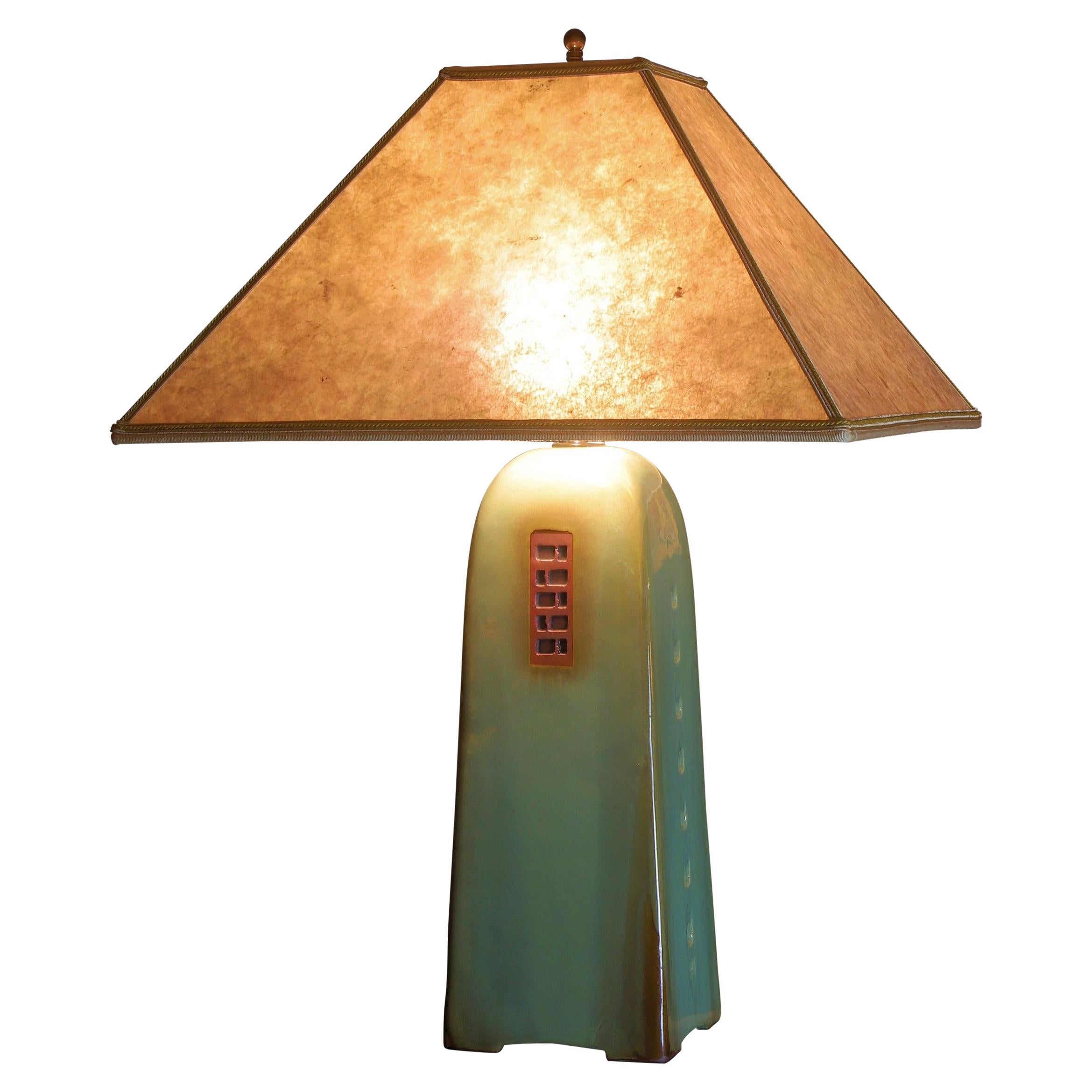 Lamp With Silver Mica Shade, Amber Mica Table Lamp Shades