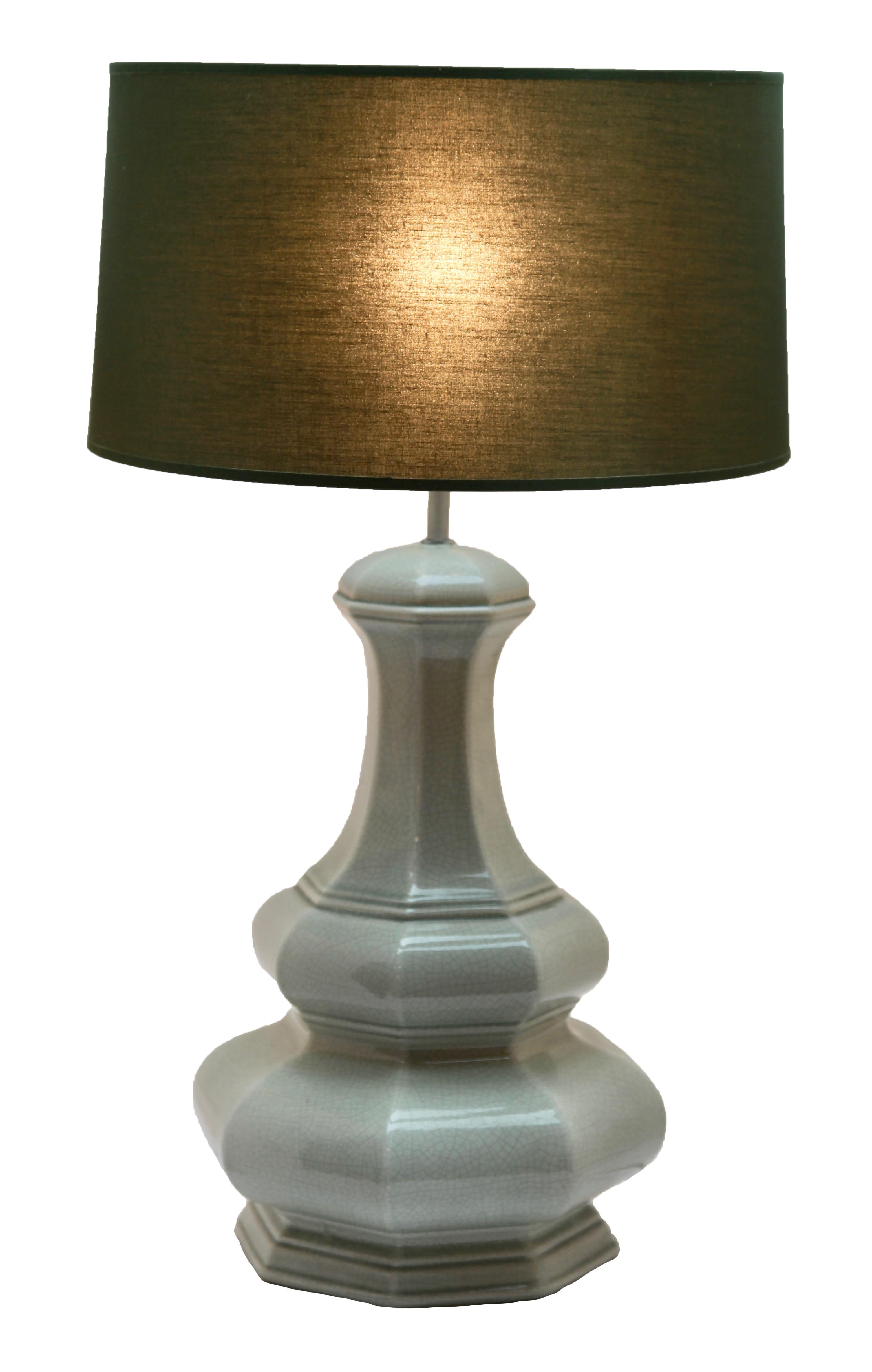 Art Deco Celadon Table Lamp, Palest Jade with Fine Craquelure Glaze