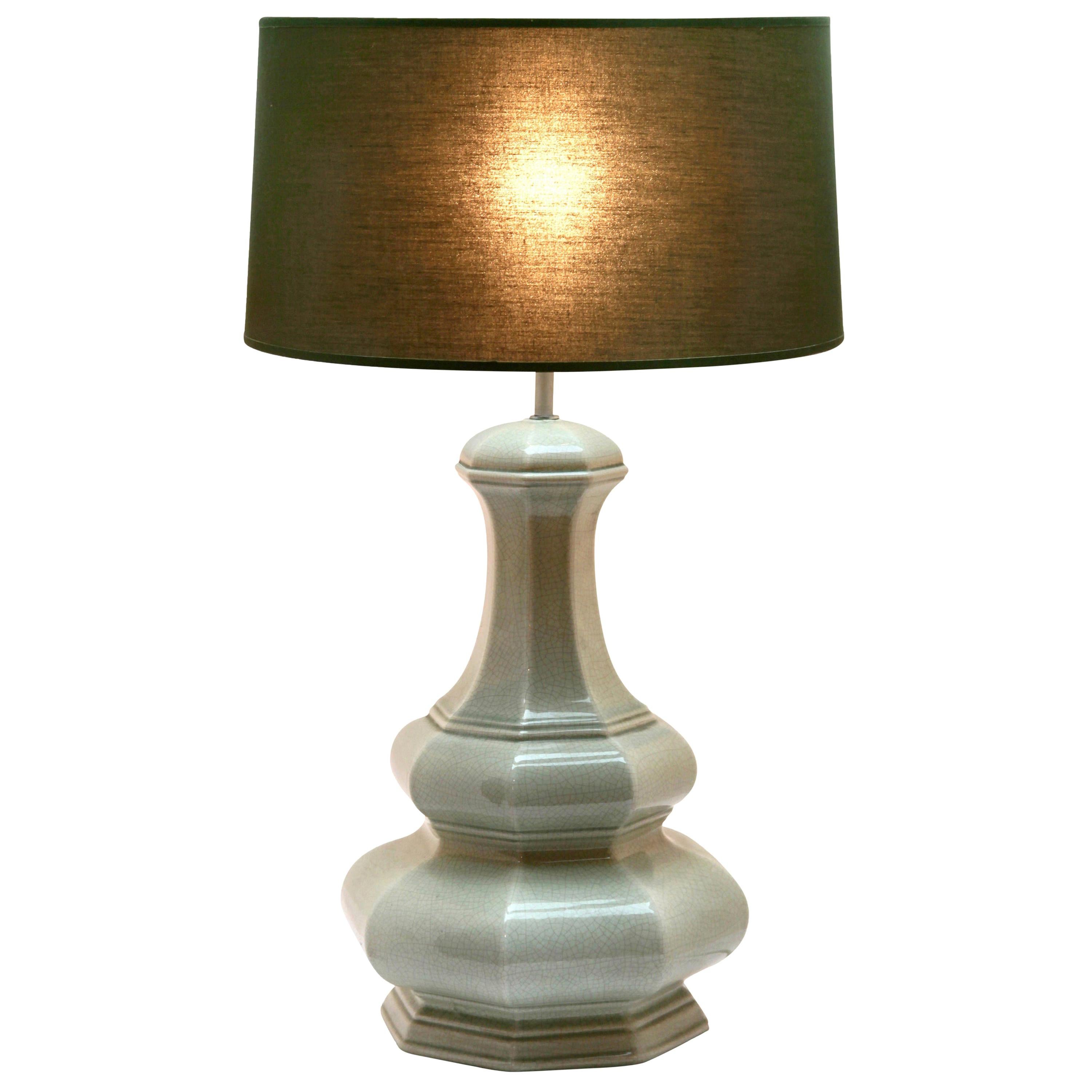 Celadon Table Lamp, Palest Jade with Fine Craquelure Glaze