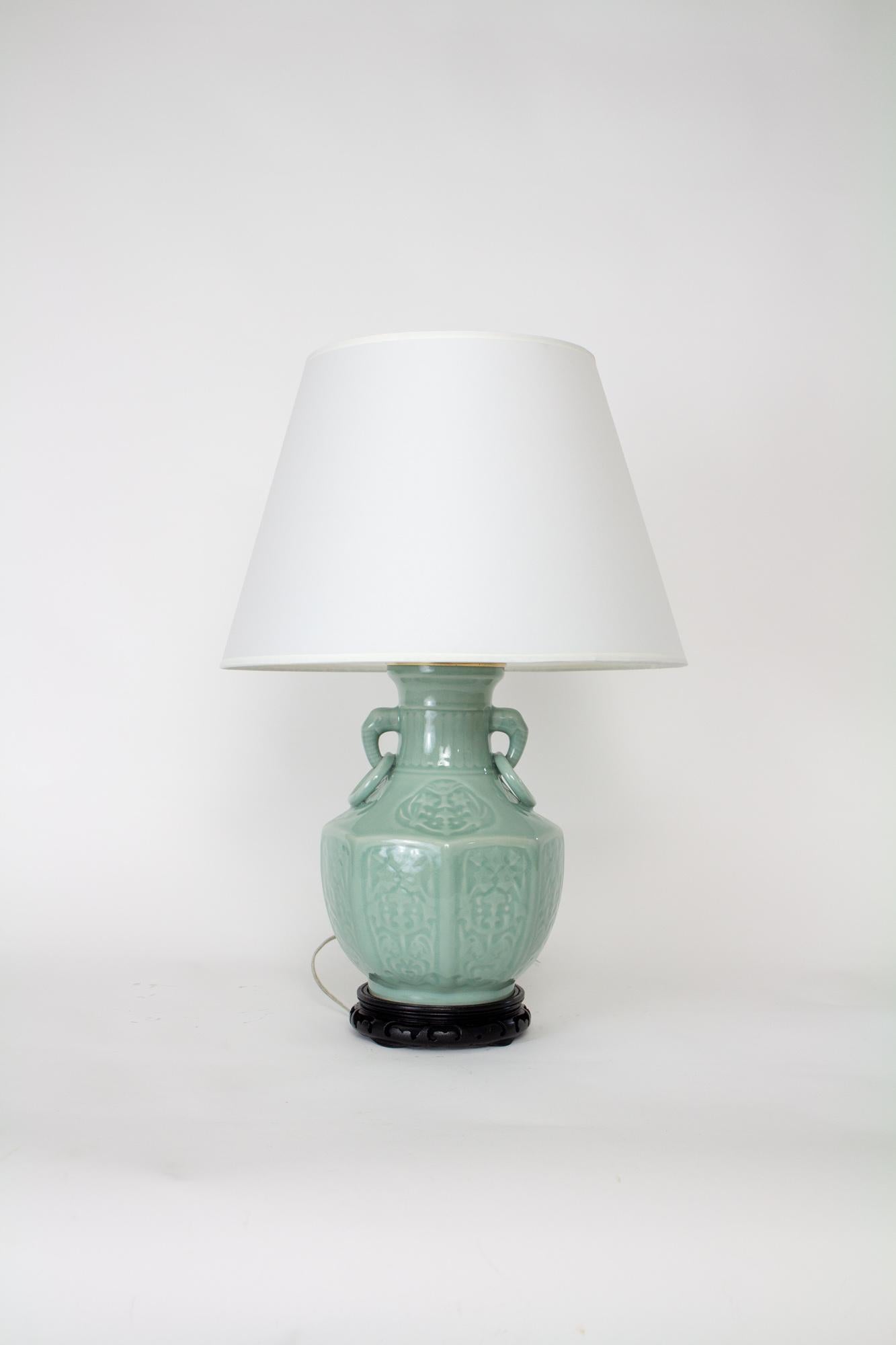 Celadon Vase Table Lamps - a Pair 4